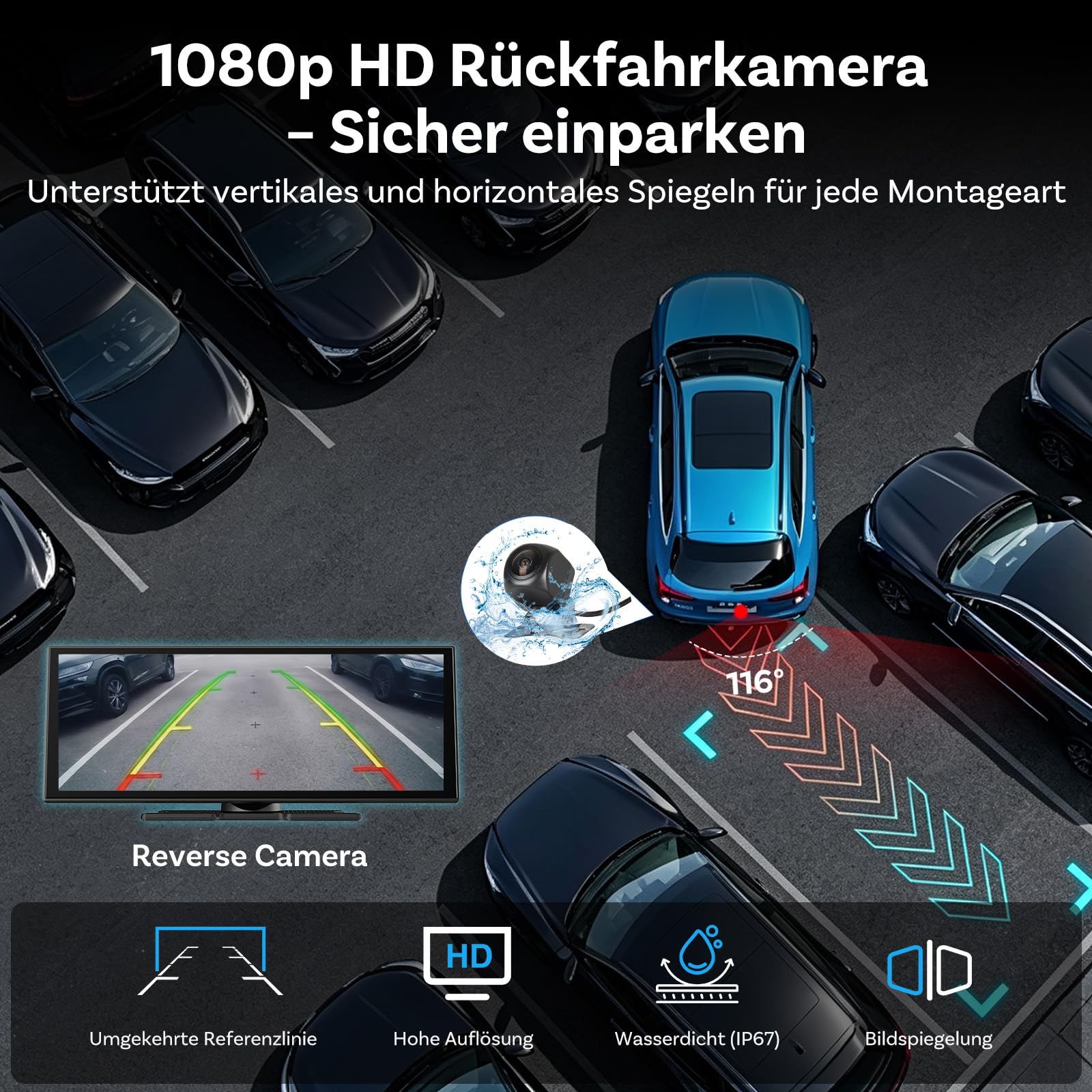 OTTOCAST ScreenFlow 11,4 Zoll kabelloses CarPlay & Android Auto Display | Auto Monitor mit Split-Screen, 1080P Rückfahrkamera, Dual-WLAN & Bluetooth, Netflix/YouTube, Universal für PKW, SUV & LKW