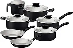 Jogo de Panelas Tramontina Linz em Alumínio com Revestimento Interno e Externo em Antiaderente Starflon Max Preto 07 Peças