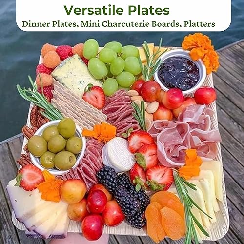 Miniatura 4 de Paquete de 50 platos de hoja de palma Dtocs  ecológicos, compostables, naturales, sin BPA, orgánicos desechables para boda, camping, cena de