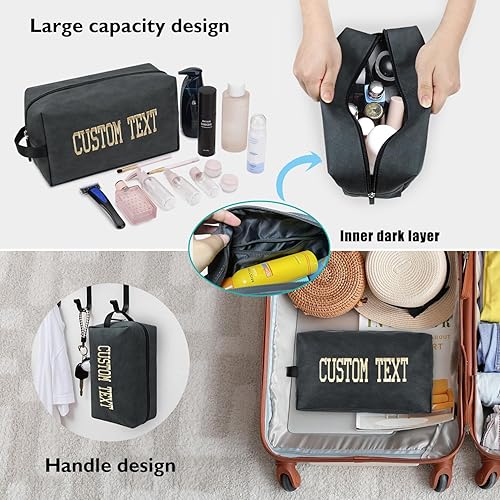 Miniatura 3 de Graceful life Neceser personalizado para hombres, bolsa de afeitar personalizada resistente al agua para accesorios de aseo personal, Negro -,