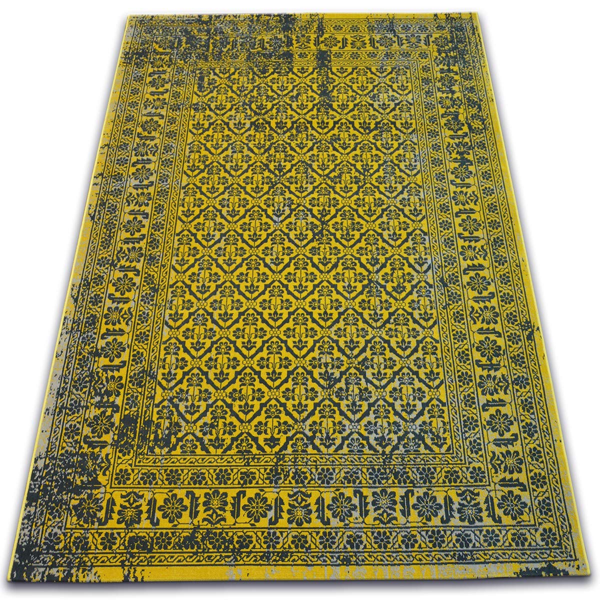 Tapis vintage fleurs jaune rugsx 140x200 cm pour salon et chambre