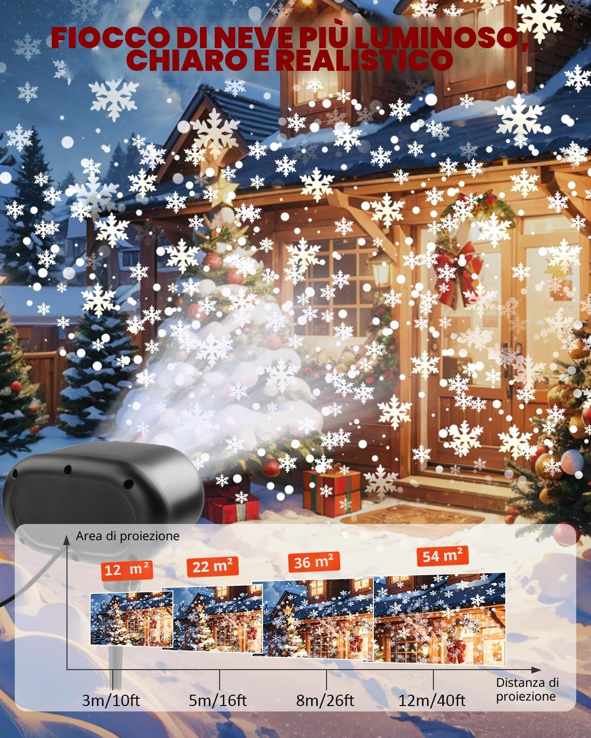 Proiettore di luci natalizie a forma di fiocco di neve, luce LED con telecomando, proiettore dinamico regolabile, IP65, impermeabile, per Natale, vacanze, matrimoni, giardino, patio, decorazione