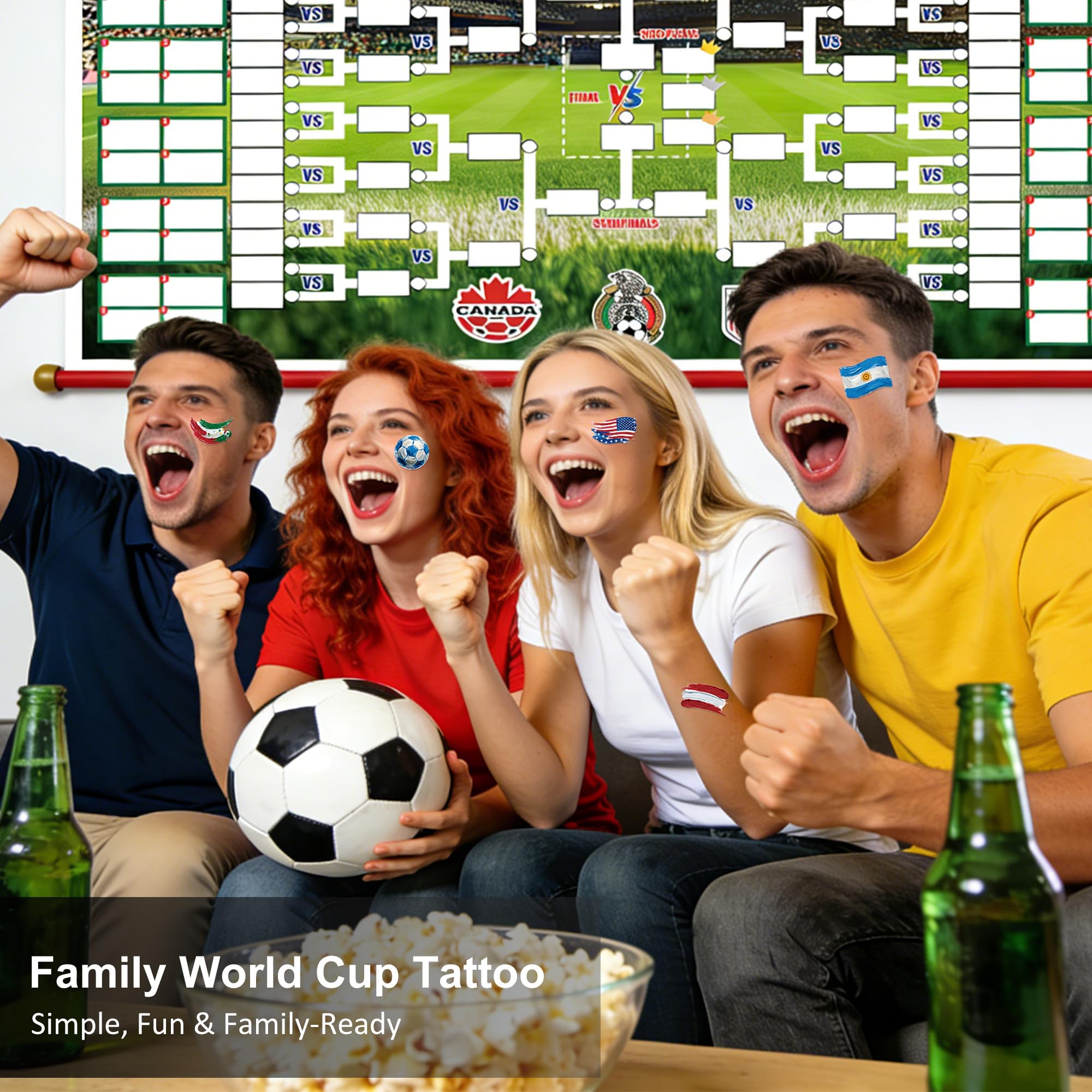 World Cup 2026 Soccer Temporary Tattoos 11 Sheets, Waterproof with Canadian Flag Face Stickers for kids adult, Soccer Fans Makeup World Cup 2026 Merchandise for Game Day, Sports Party Decorations - 5