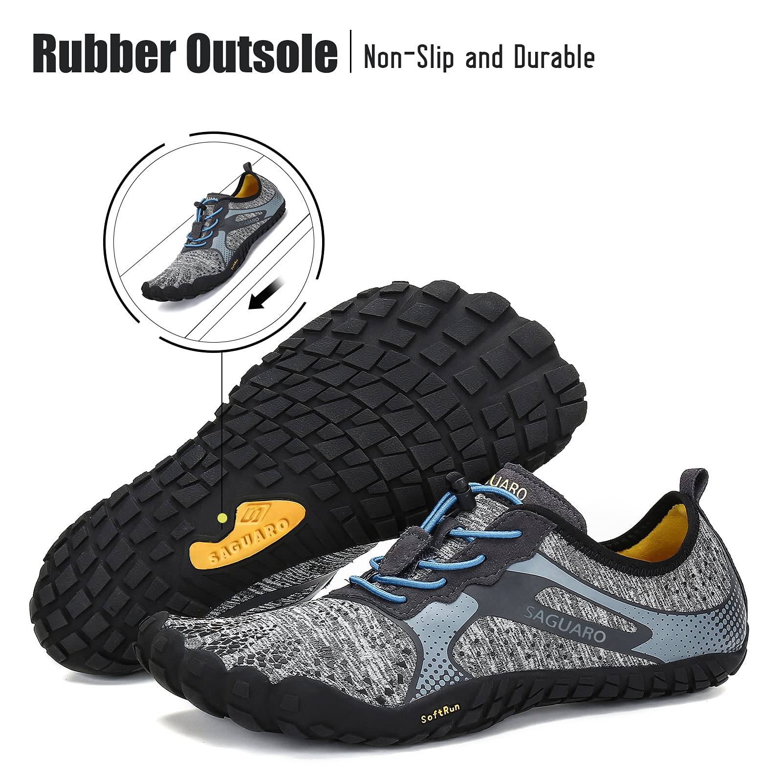 SAGUARO Minimaliste Barefoot Scarpe da Corsa Uomo Piedi Nudi Trail Running