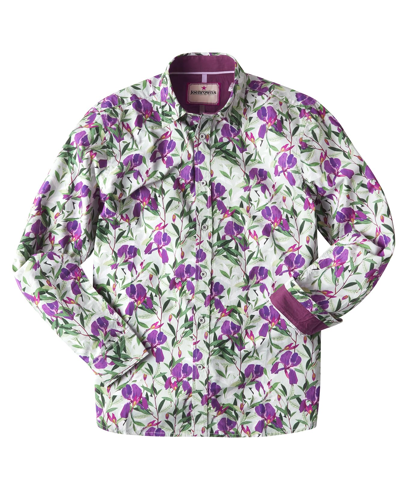 Joe BrownsMen's Bold Floral Print Long Sleeve Button Down Casual Shirt
