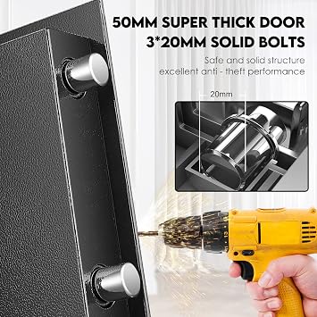 53L Large Capacity Security Safe with Combination Lock, Heavy Duty Steel Home Safe for Storing Jewellery, Cash and Documents