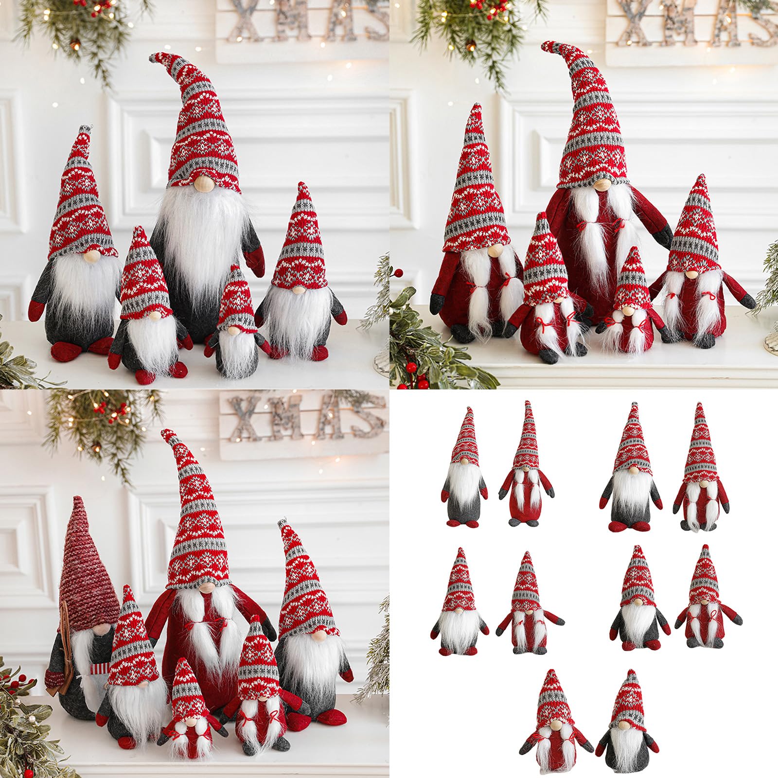 Decoración navideña Juguetes de peluche hechos a mano escandinavos Mr. Mrs Figuras para el hogar Adornos de Navidad