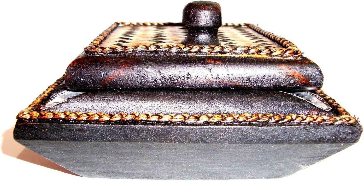 Ashtray Thai Carved Handicraft Square Mango Wood with Elephant Silver Plated and Covered By Bamboo with Lid Wooden Ashtray