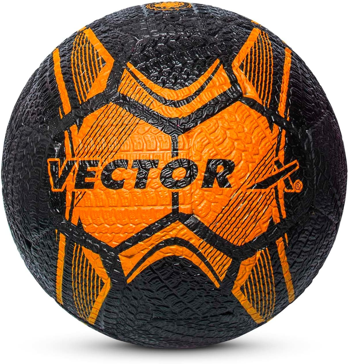 Street Soccer Rubber Moulded Indoor/Outdoor Water-Resistant Football with Butyl Bladder, Black-Orange, Size 5, Suitable for Match and Training for Adults 15+ Years