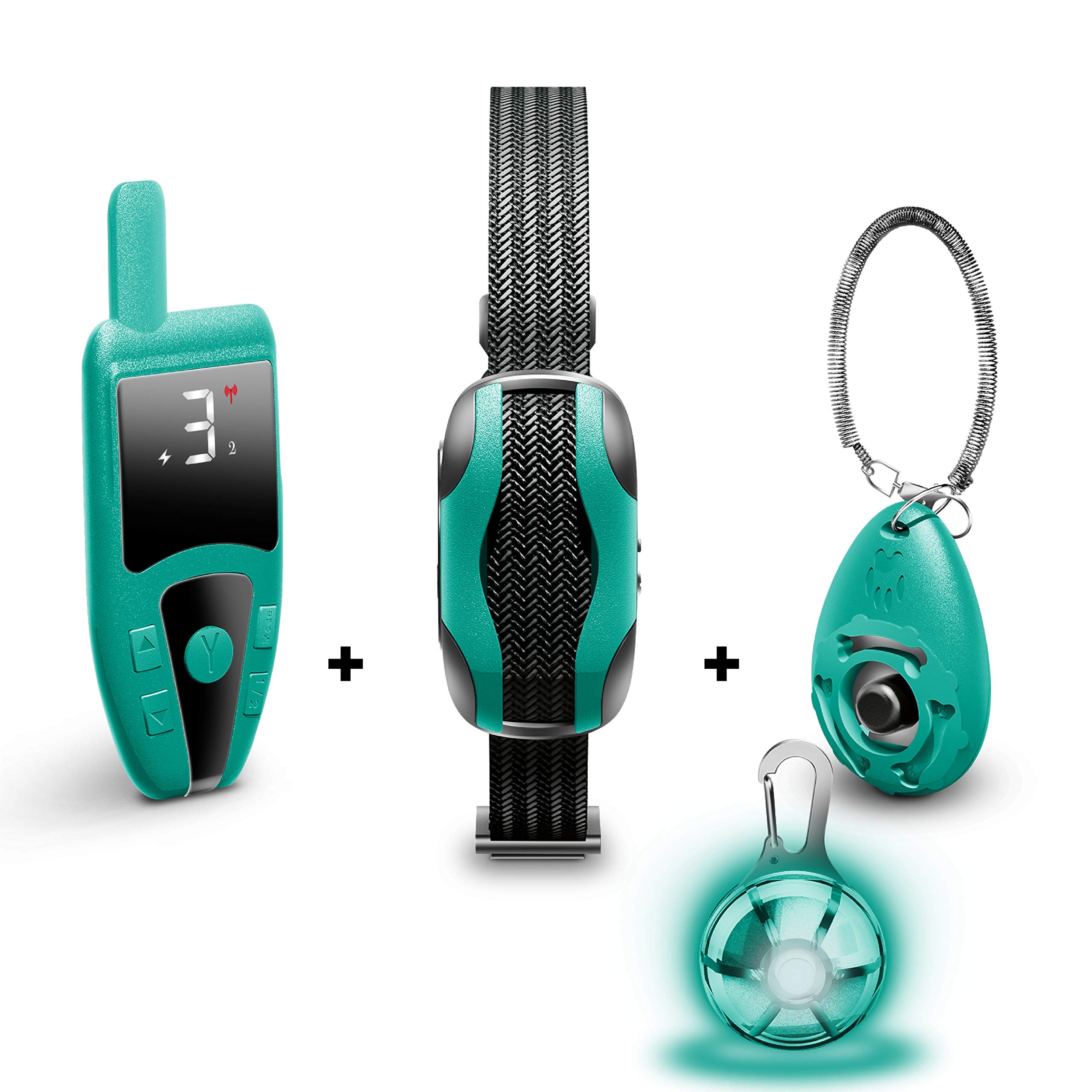 Ruff 'n RuffusRechargeable | Remote Control Dog Training Collar | with Beep | Vibration | & Shock Modes |+ Free Bonus Training Clicker & LED Collar Light for Small, Medium, and Large Dogs