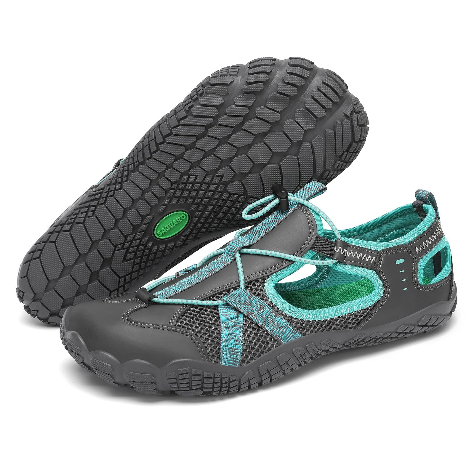 SAGUARO Barfußschuhe Herren Sandalen Damen Geschlossen Trekkingsandalen Sommer Outdoor Barfuß Sportsandalen, Dunkelblau 40 EU