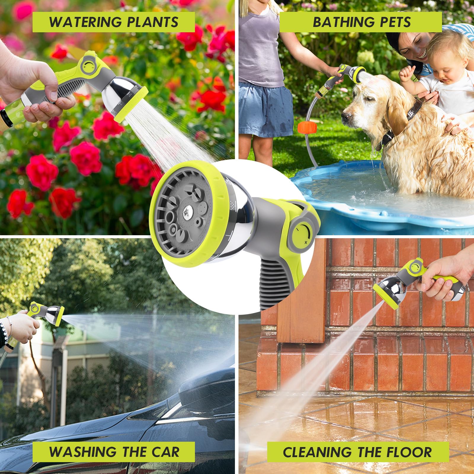 Heavy-Duty Hose Pipe Spray Gun, Leak-Proof Hose Spray Gun with 10 Patterns and Water Flow Control, High Pressure Garden Hose Nozzle for Watering, Washing Car, Cleaning — view 6