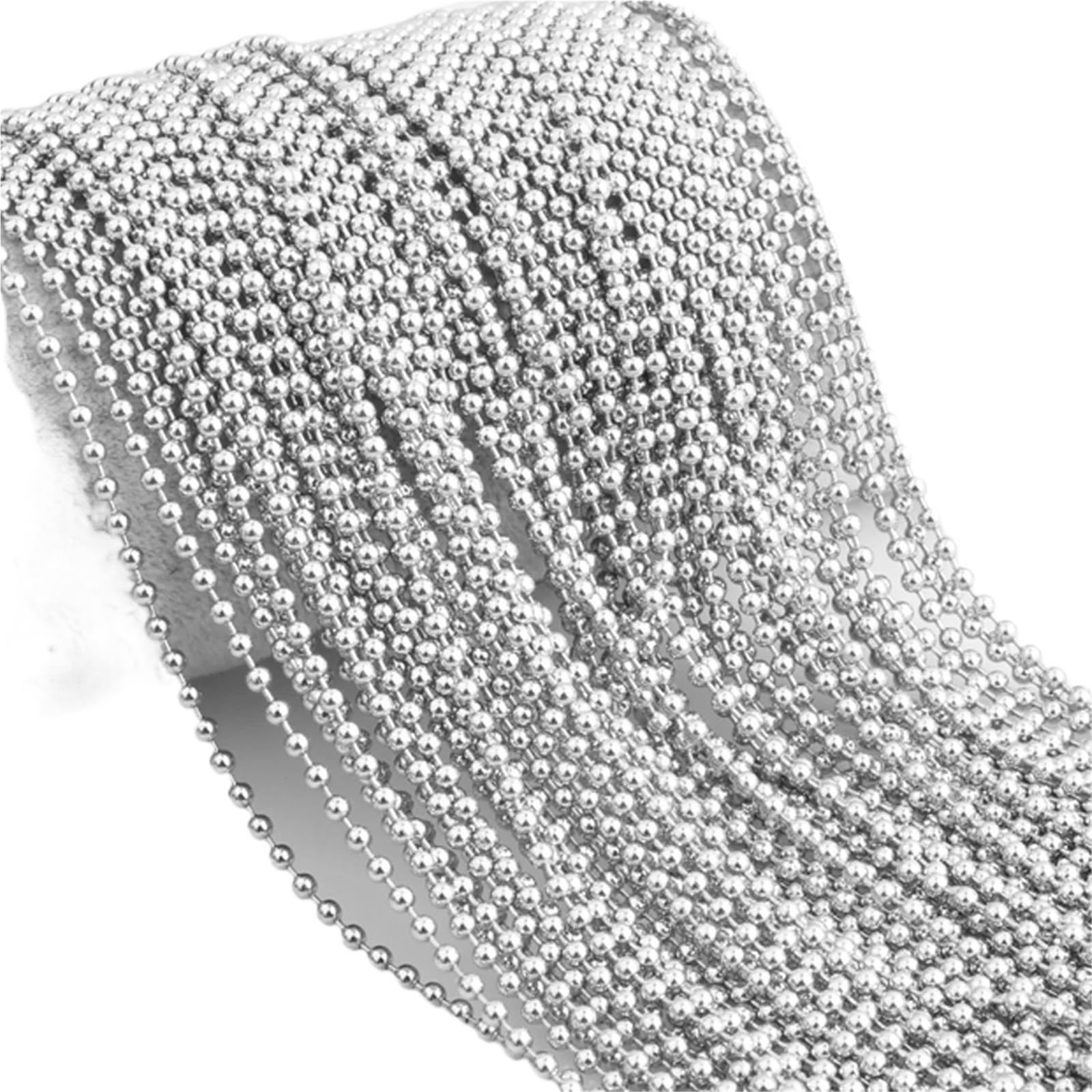 Cadena de Cuentas de Bola 10/20/50/100 Uds. 1,5/2/2,4/3/3,2mm Color plata cadena de bolas acero inoxidable collar accesorios joyería DIY(55cm/22inch,2.0mm width 50pcs)