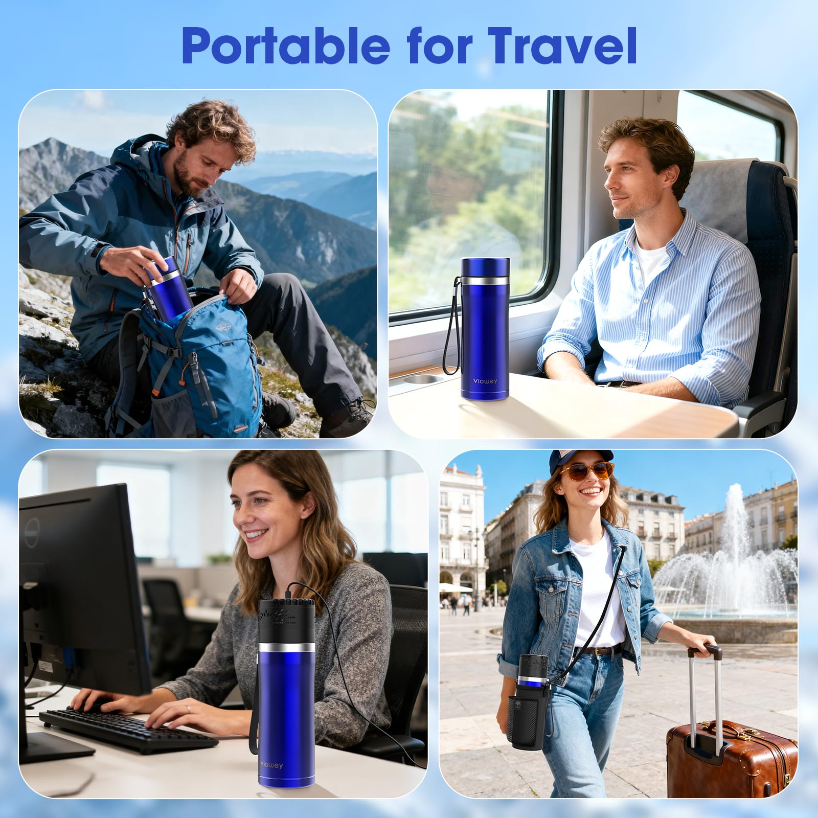 48-60H Insulin Pen Kühltasche, 2-8°C Insulin-Zirkulationskühlschrank für Reisen TSA, Stoßfeste kleine medikamenten kühltasche Diabetiker Tasche mit USB-C-Schnittstelle (Blau)