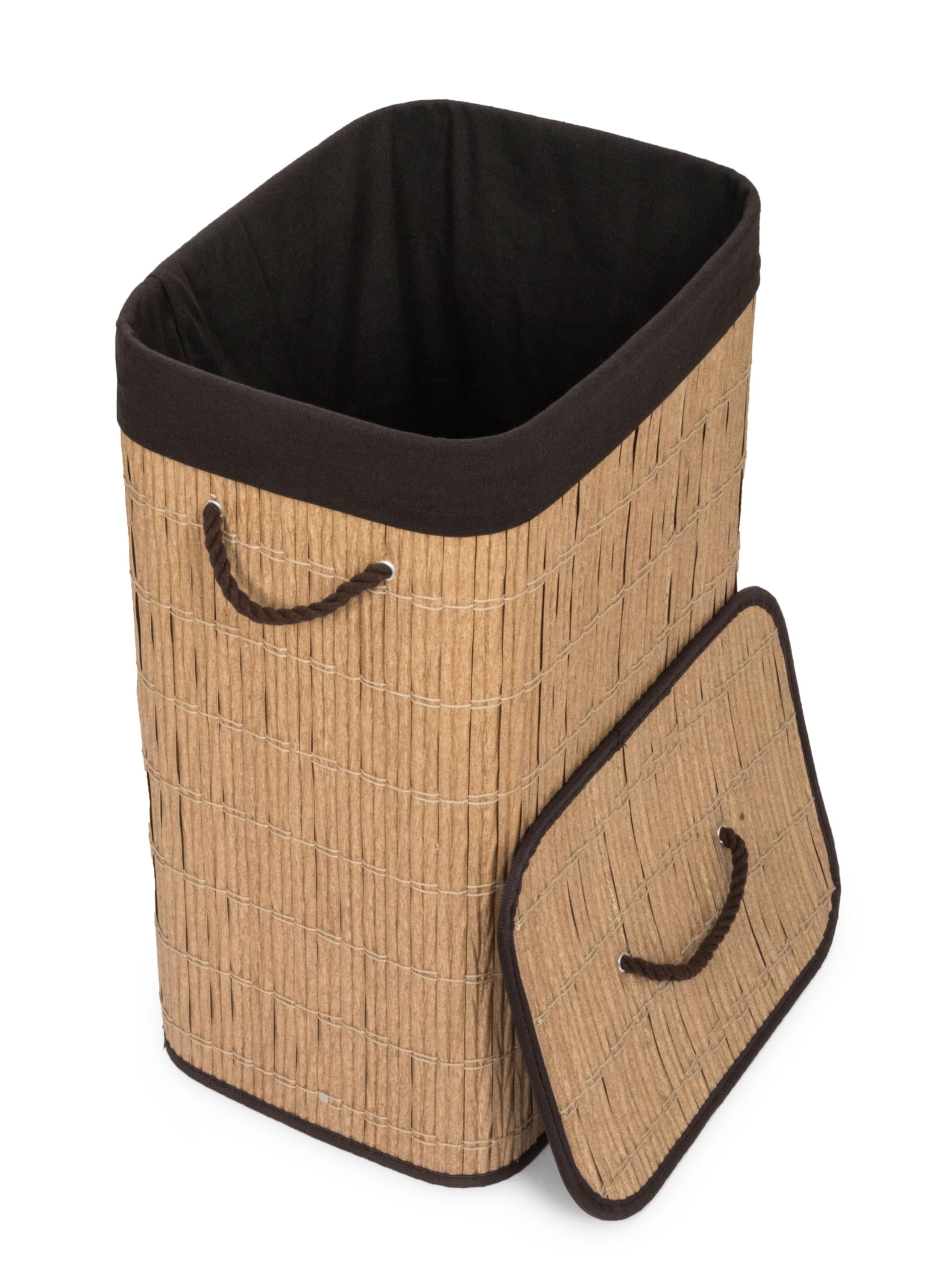 Cesto portabiancheria G21 72 l, in finta rattan con cestino marrone