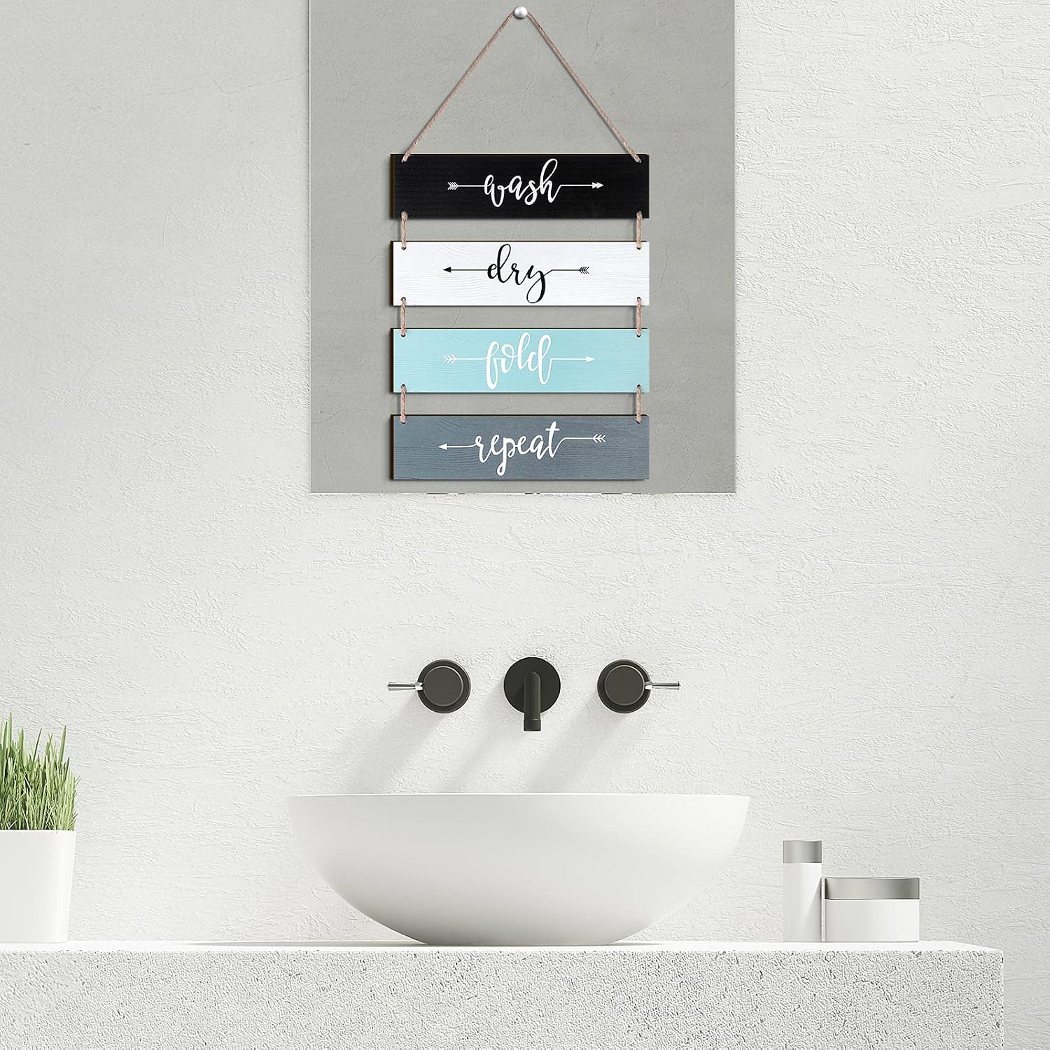 Jetec Laundry Room Signs Decor Wash Room Wall Decorations Hanging Sign Rustic Laundry Room Signs Set Farmhouse Sign for Bathroom Decoration Wall Art