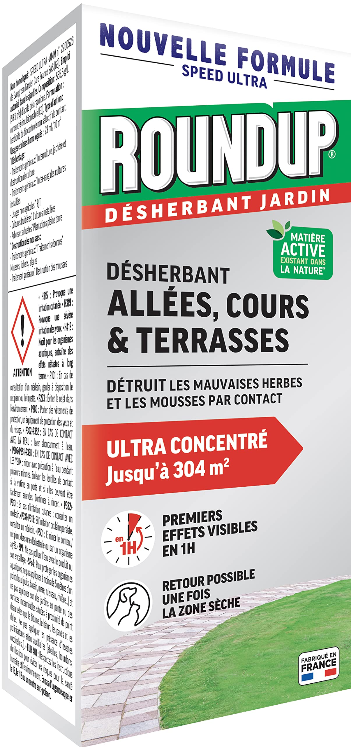 RoundUp Désherbant Concentré Multi-usages 700mL Acide Pélargonique 304m²