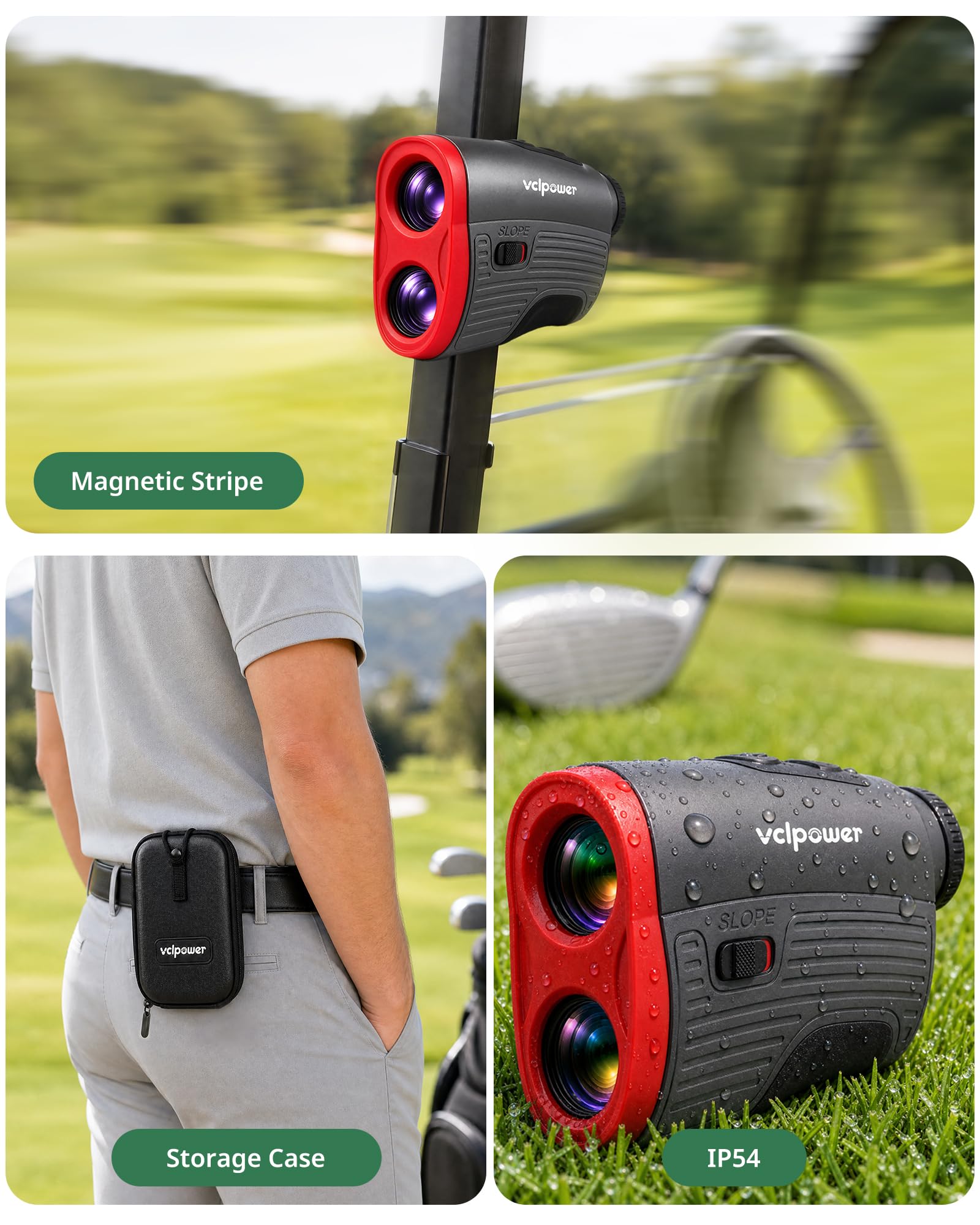 Télémètre de golf avec pente, télémètre laser de 1 200 m pour golf et chasse, grossissement 7x, vibration de verrouillage du drapeau, batterie rechargeable, bande magnétique, accessoires de golf
