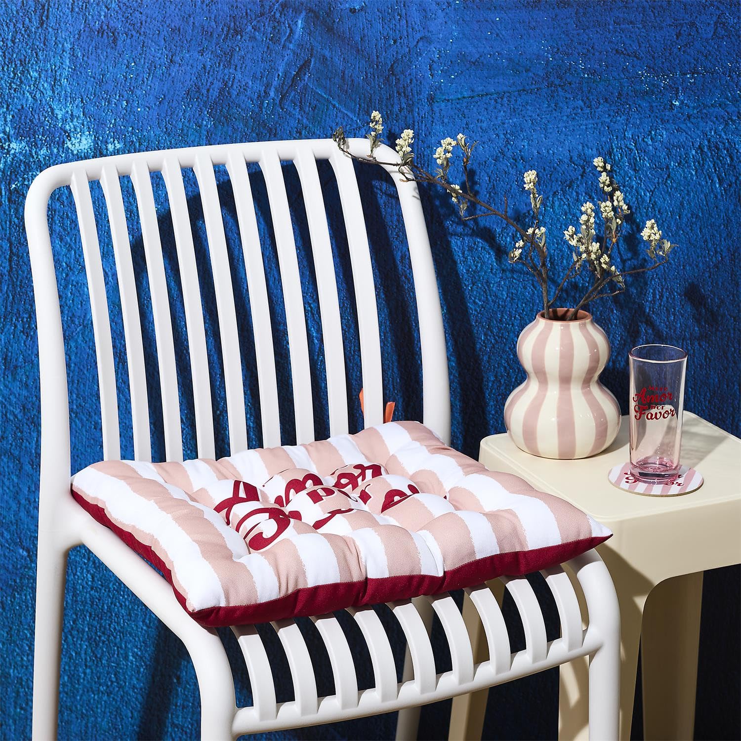 Deconation Lot De 6 Galettes De Chaises Déperlantes Extérieur/intérieur Motifs Estivaux 40x40cm - 2 Attaches Nouettes - Dolce Vita