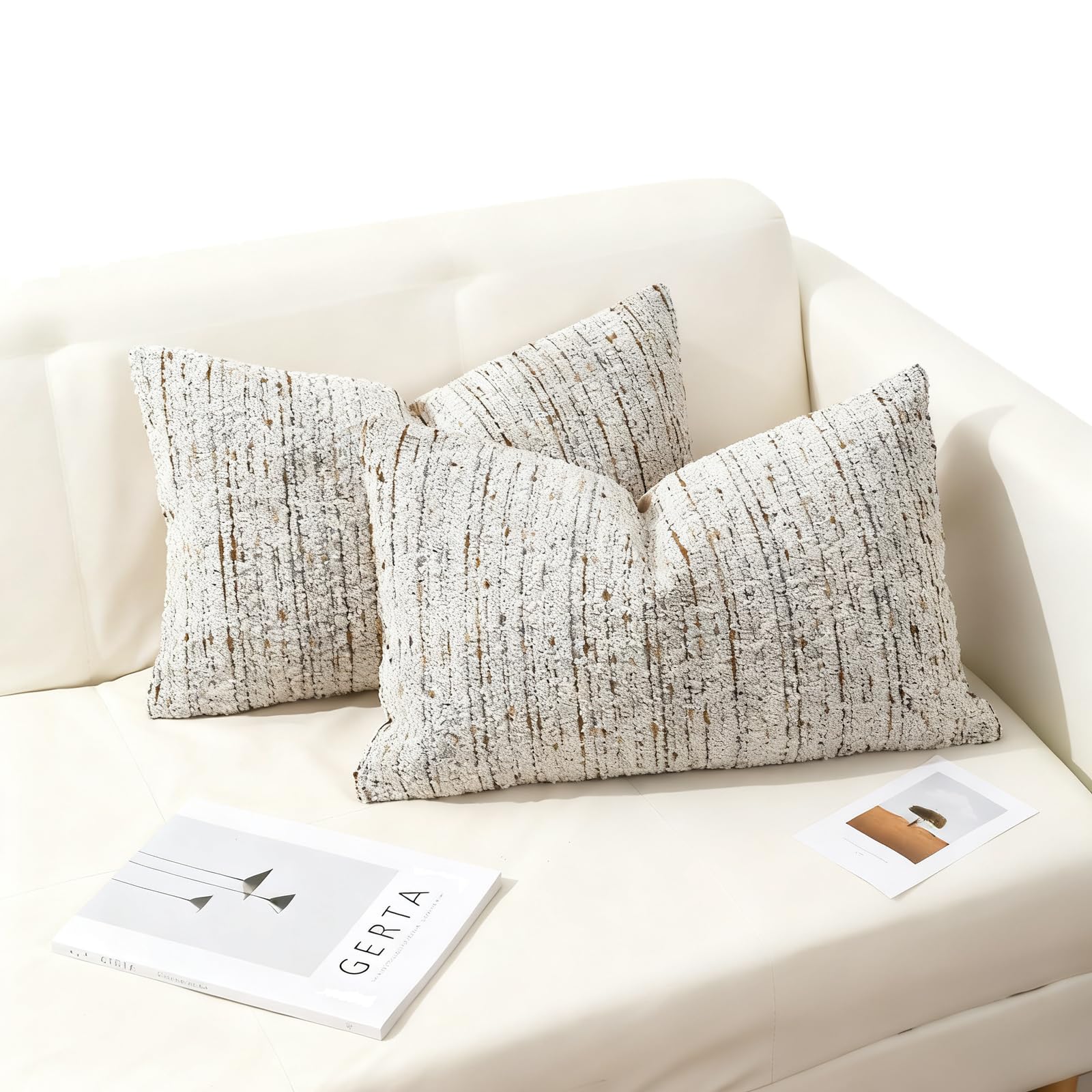 Zambuph Chic Boucle Throw Pillow Covers In 18x18 And 24x24 Elegant For Stylish Couch Decor 24x24 Pillow Covers Boho Natural, Khaki