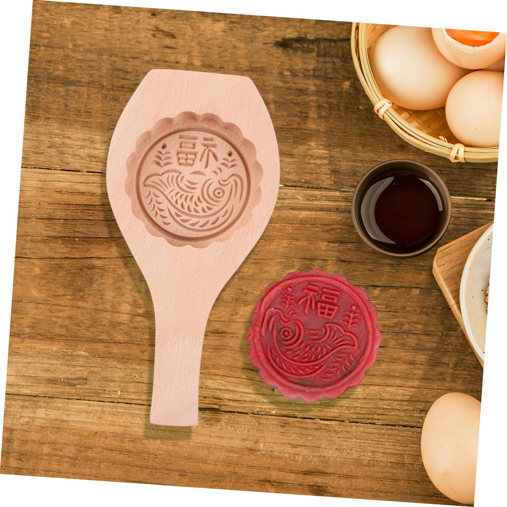 GLEAVI for Pastry Baking Natural Wood Bean Cake with Handle Design Kitchen Gadget for Making and Cookies Reusable and Easy to Clean