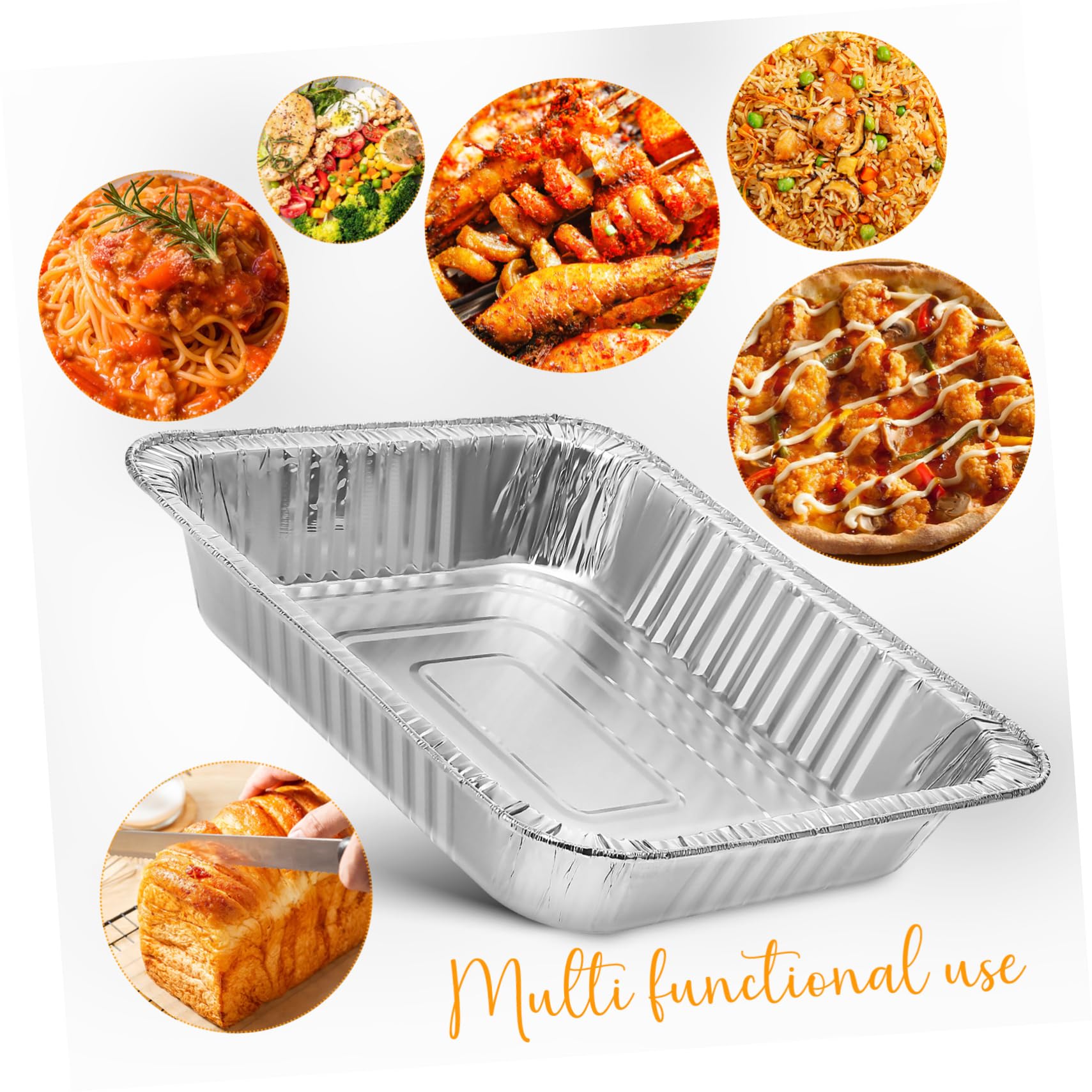 Paquete de 10 Bandejas de Aluminio de Profundidad para Hornear y Cocinar Alimentos, Desechables y Fáciles de Usar para Calentar y Almacenar Comida