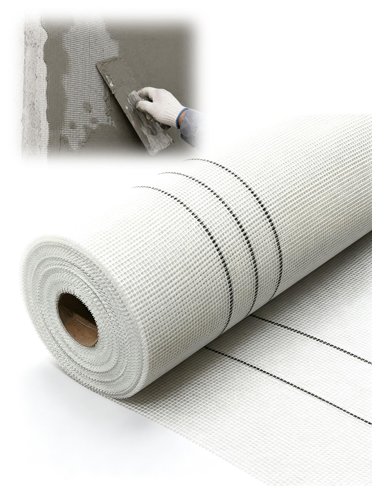 Rete in Fibra di Vetro Alcali, Rinforzo Muro per Intonaco & Rasatura | Rete Antifessurazioni Pareti Int/Est, Riparazione Isolamento & Stucco, Alta Resistenza(Hole 0.7cm/1x30 meters)