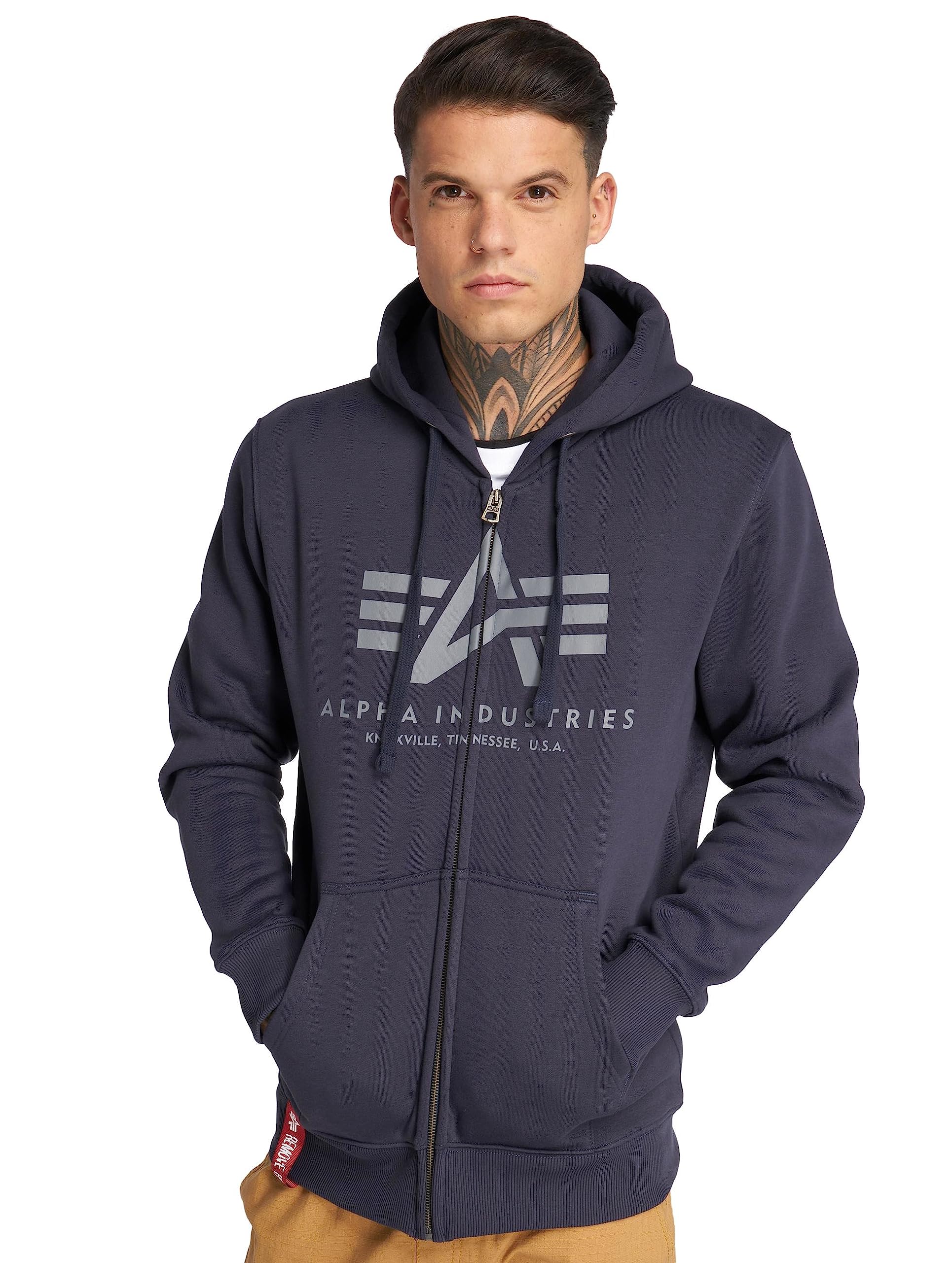 Alpha Industries Men's Bleu Hoodie Basic Zip