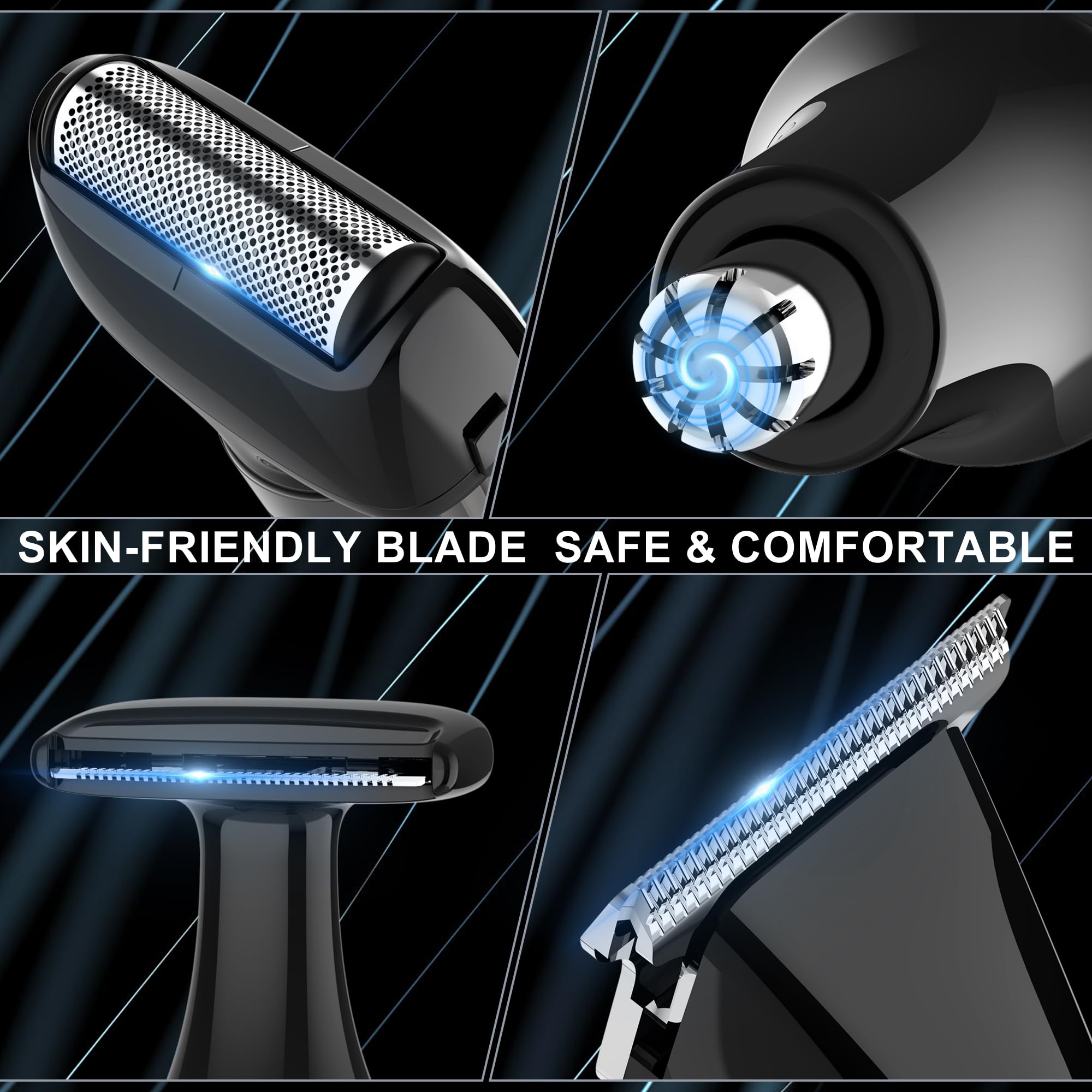 Hatteker Afeitadora espaldas Masculina Afeitadora Corporal Eléctrica con brazo extensible Ajustable Maquina de afeitar Kit Recortadora de curpo,barba para cara, brazo, barbilla Sin cable