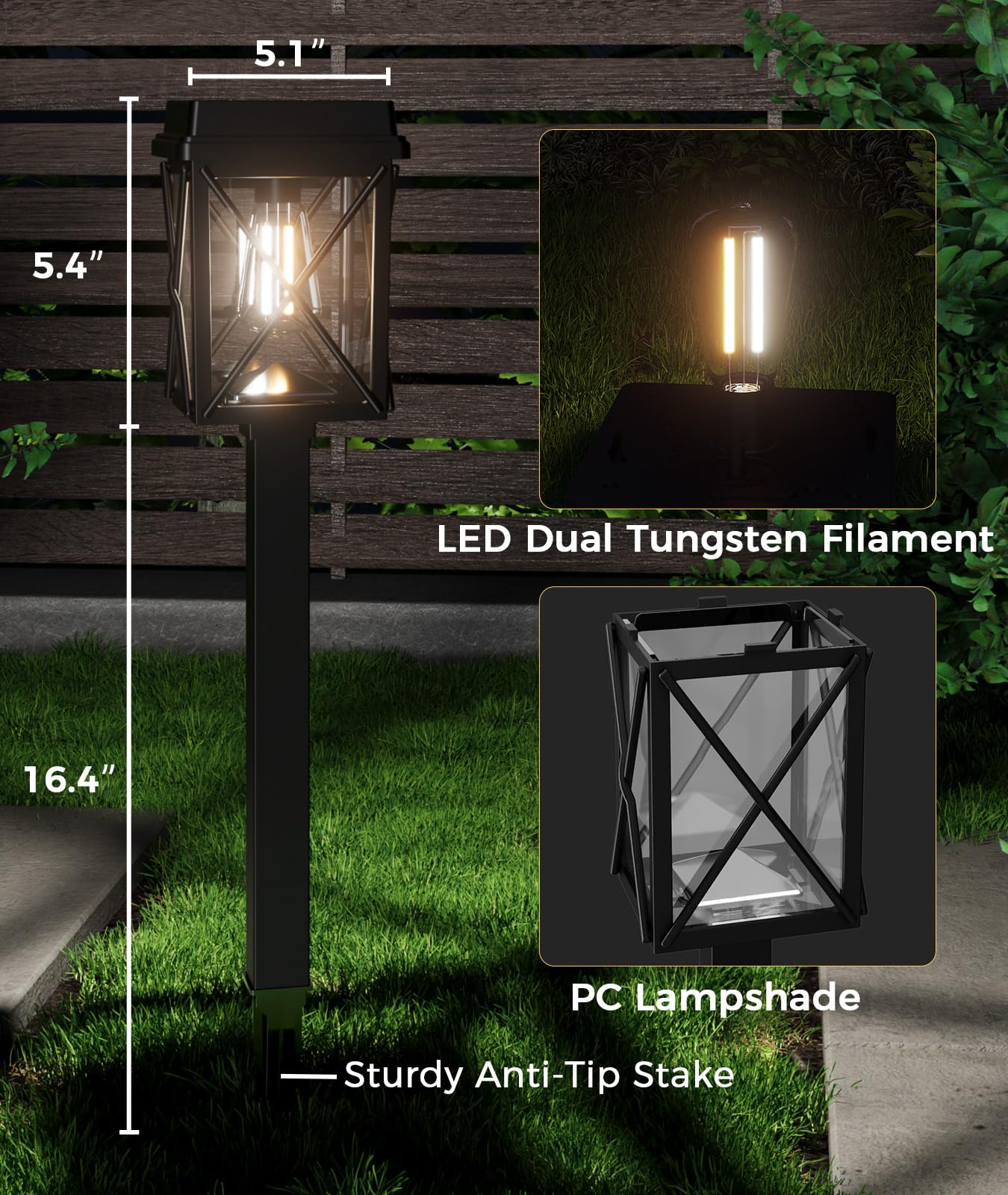 XMCOSY+ Solar Lights Outdoor, 8 Pack 50LM Bright Solar Pathway Lights, IP65 Waterproof 3-in-1 Garden Light for Yard Backyard Driveway Walkway Landscape Path (Warm/Cool White) - 5