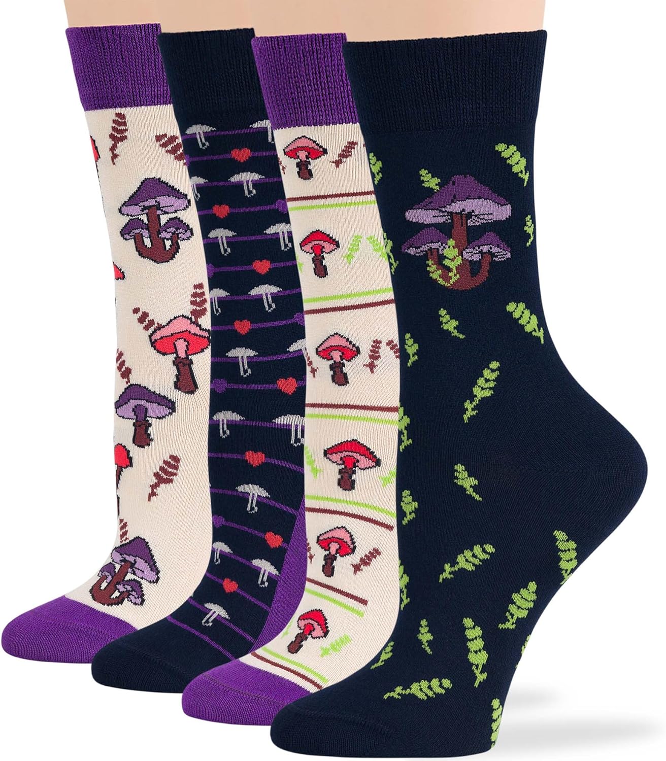 7BigStars Women Bamboo Dress Socks - Solid and Patterned Crew Fit, 4 Pairs Breathable Seamless Socks for Work or Daily Wear - Amazon product rated Grade A