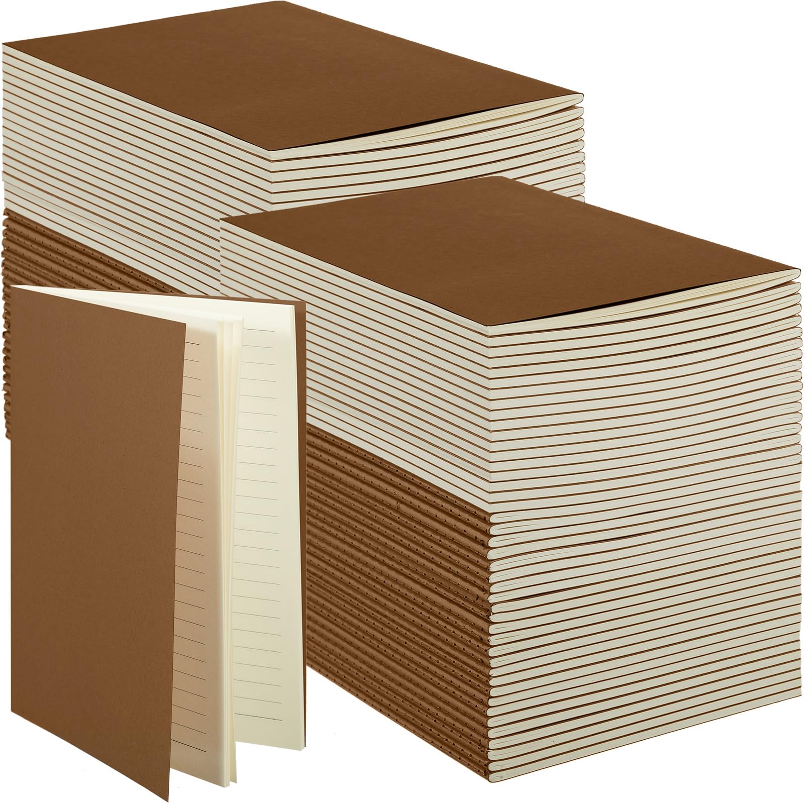 Mimorou 100 Pcs A5 Journals Notebooks Bulk,Dark Brown,Lined