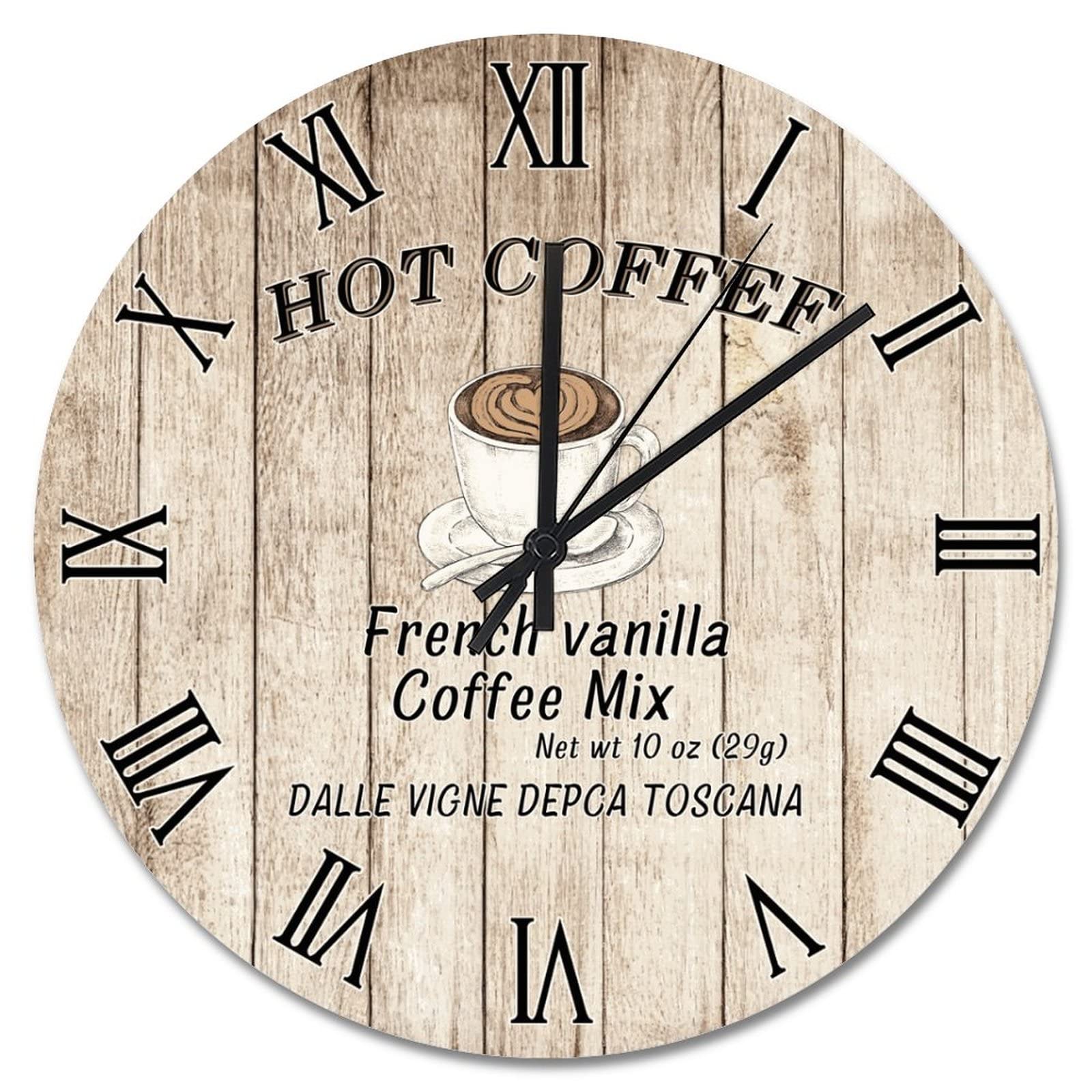 Horloge murale rustique en bois vieilli de 38 cm pour cuisine vintage