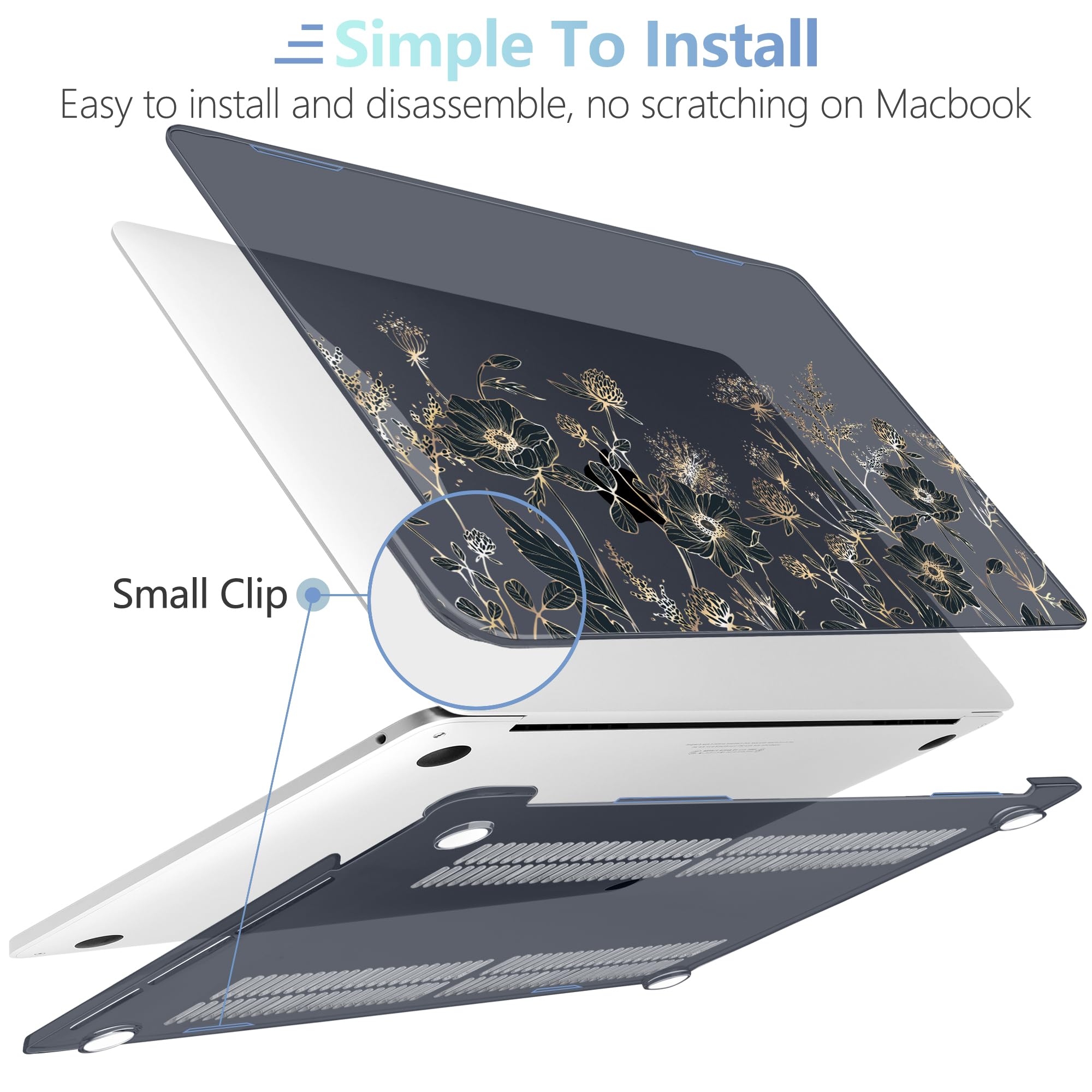 Inch Sleeve Soonjet Custodia Per Macbook Air M2 13,6 Pollici M2 A2681 2022 2023, Robusta E Durevole Cover MacBook Air 13 M2, Protezione In Plastica Rigida - Mezzanotte Trasparente Inch Case - Foto 11