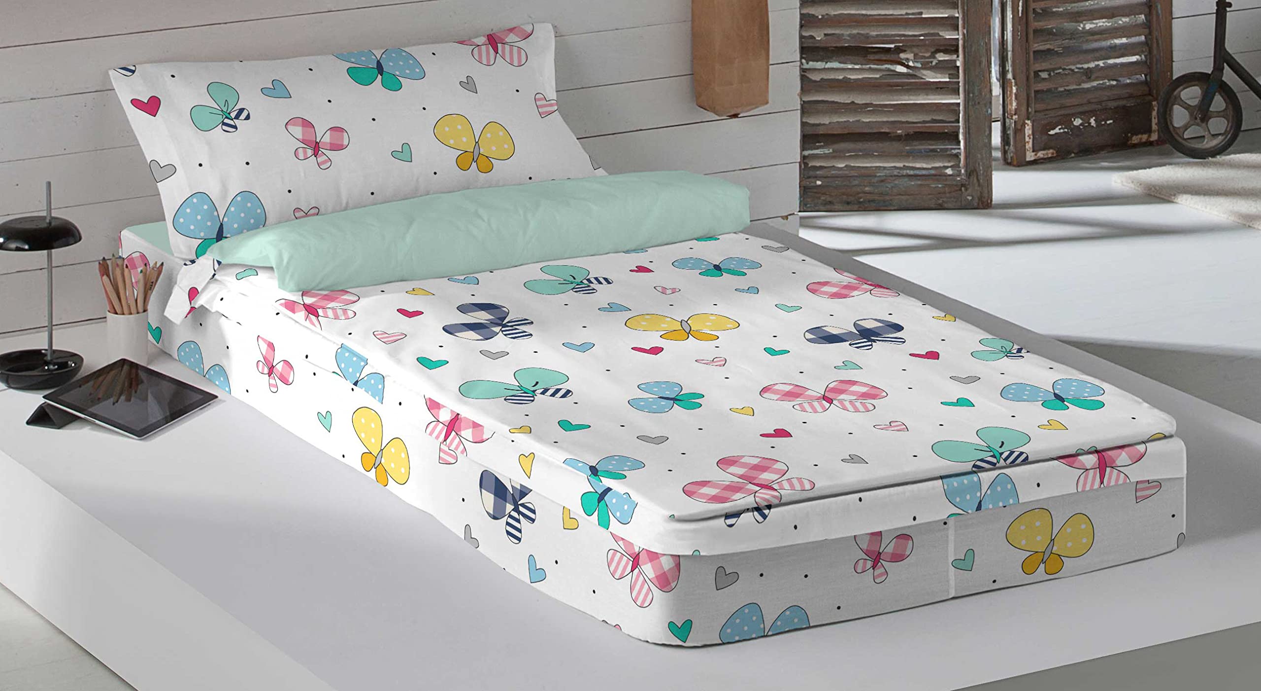 COOL KIDS Saco nórdico sin Relleno Vichy Butterly Cama 90