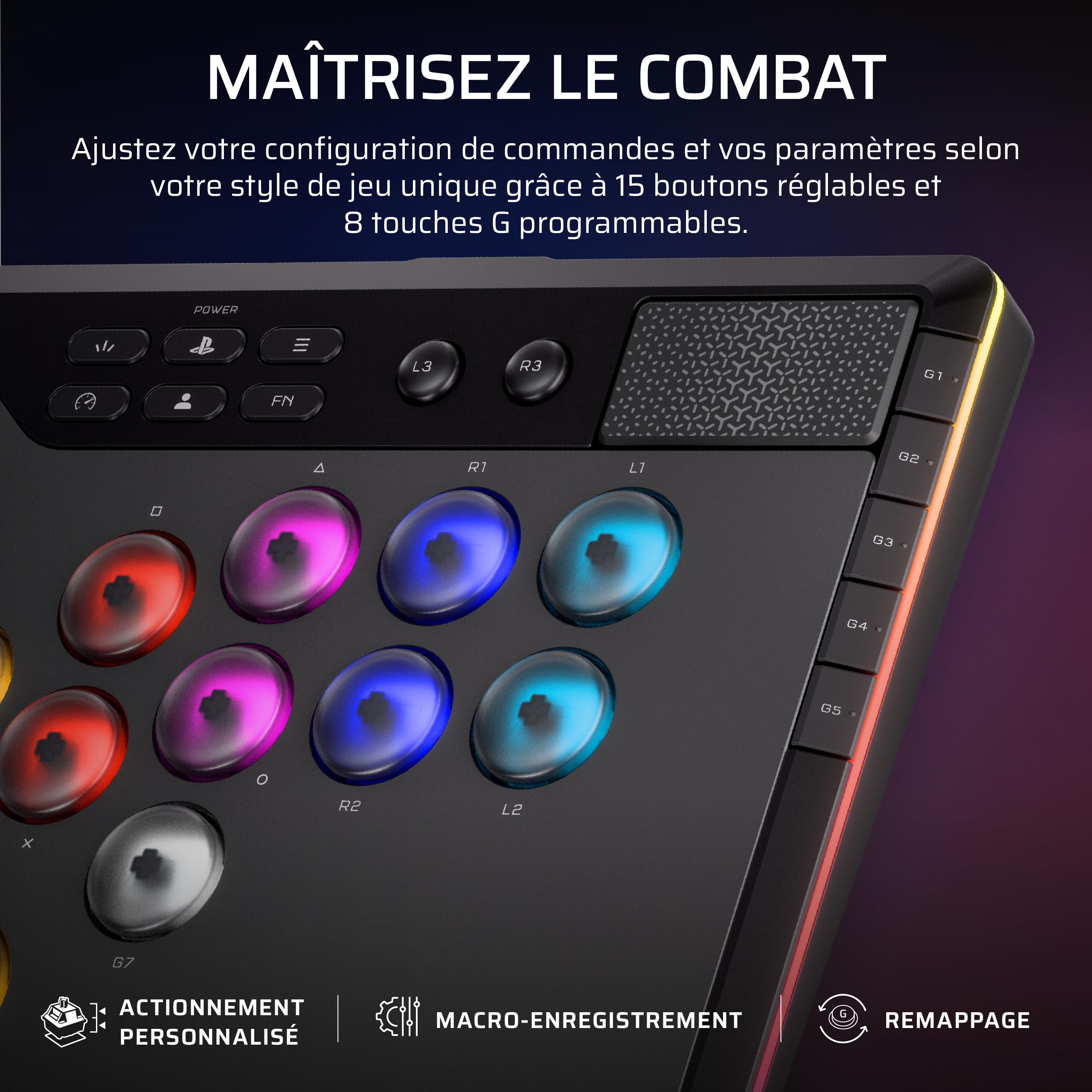 Corsair NOVABLADE PRO Contrôleur sans fil à effet Hall, sans levier – Noir | PS5, PS4, PC, 15 boutons, Éclairage RGB 360°, Fréquence d’interrogation de 1 000 Hz, Connexion sans fil 2,4 GHz, SOCD