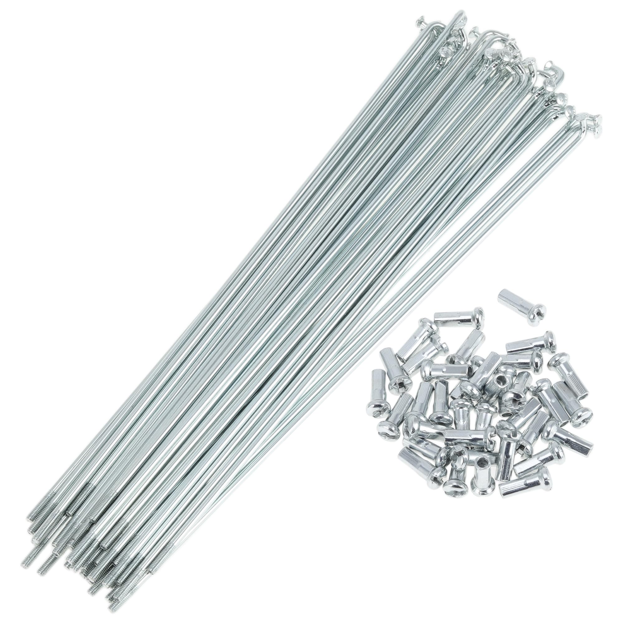 A ABSOPRO 36 Set 13G Bicycle Spokes 202mm Bike Wheel Spokes Galvanized Carbon Steel Silver Tone