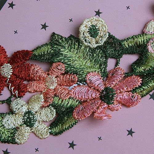 Miniatura 6 de Acxico Cinta de encaje bordada de flores de 1 yarda, apliques de costura para boda, manualidades, bricolaje