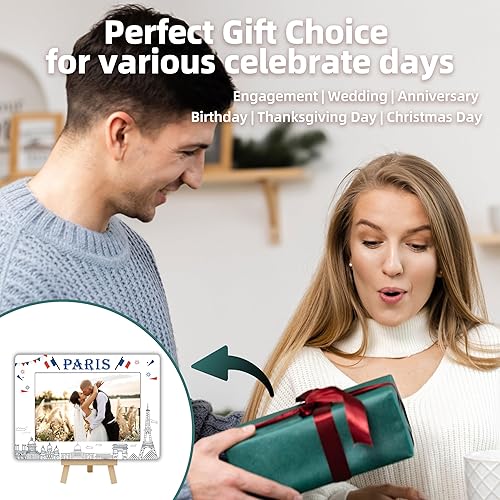 Miniatura 10 de DETIHO Marco de fotos de viaje Italia, marco de madera con temática de Italia de 4 x 6 pulgadas, con soporte de caballete para decoración del hogar,