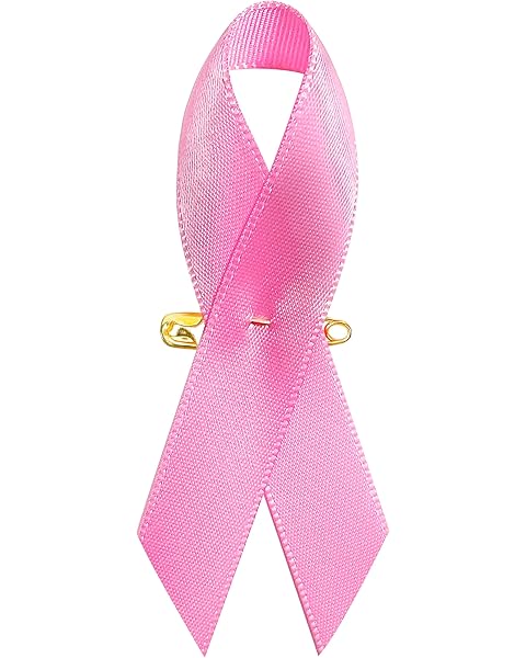 Curvier 200PCS Pink Ribbons Breast Cancer Awareness Satin Lapel Pins for Charity Ev...