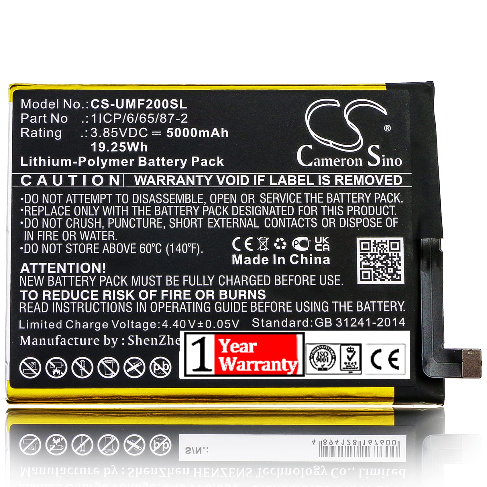 BCXY Battery Replacement for F2 1ICP/6/65/87-2
