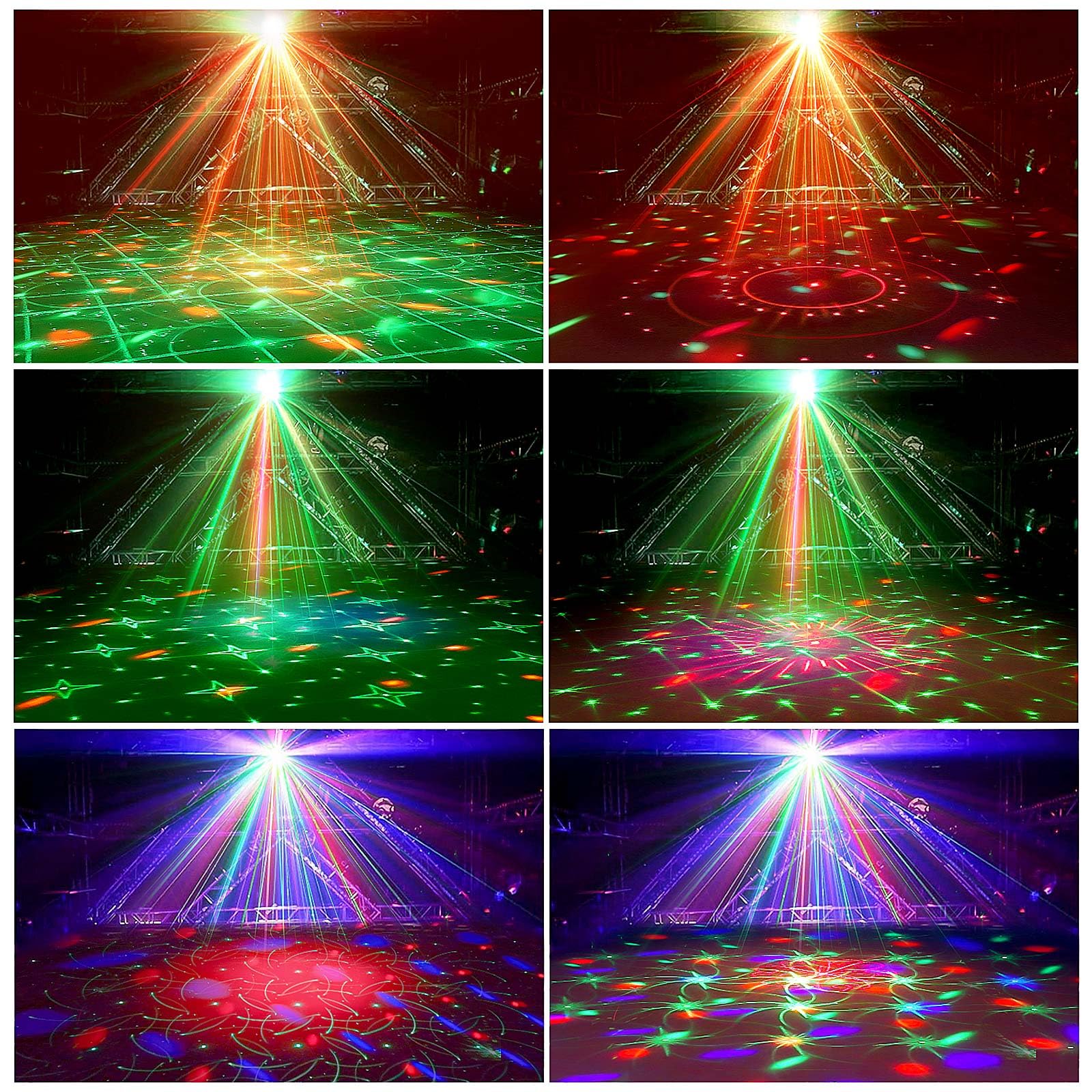 Nigecue Luz de discoteca 4 en 1 con mando a distancia, luz de discoteca controlada por música con luces de bola RGB, luz negra UV, controlada por voz, lámpara LED DJ, bola de discoteca para Halloween
