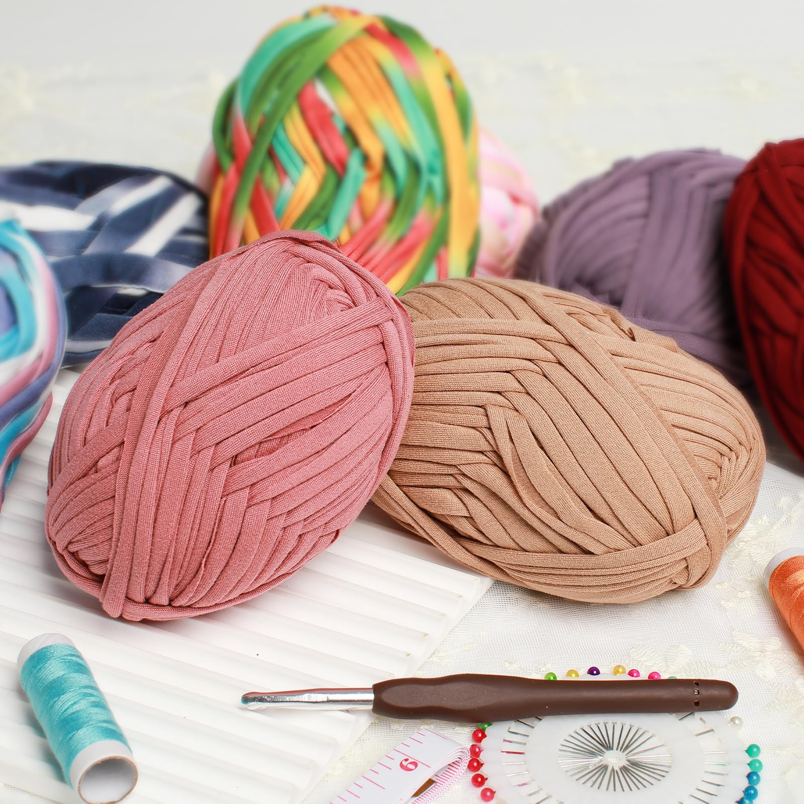 T-Shirt Yarn for Crocheting 2x100g Chunky Crochet Yarn with 6mm Hook, Perfect for Crocheting Projects, Beginner - Image 3