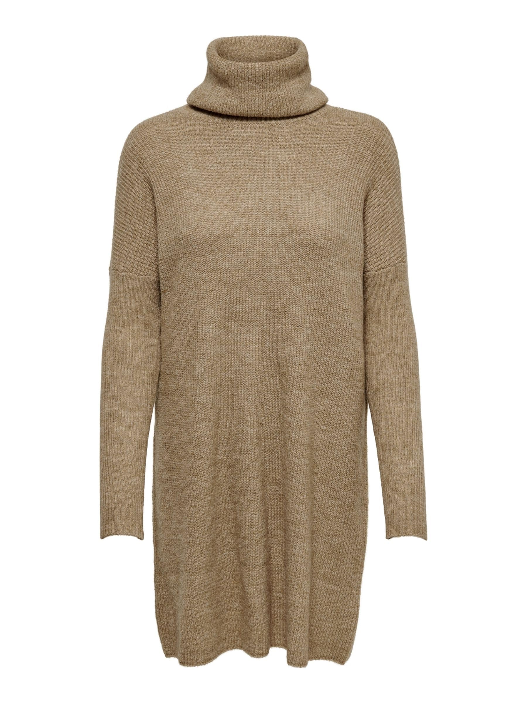 Only Women's Beige Turtleneck Dress Jana Wool