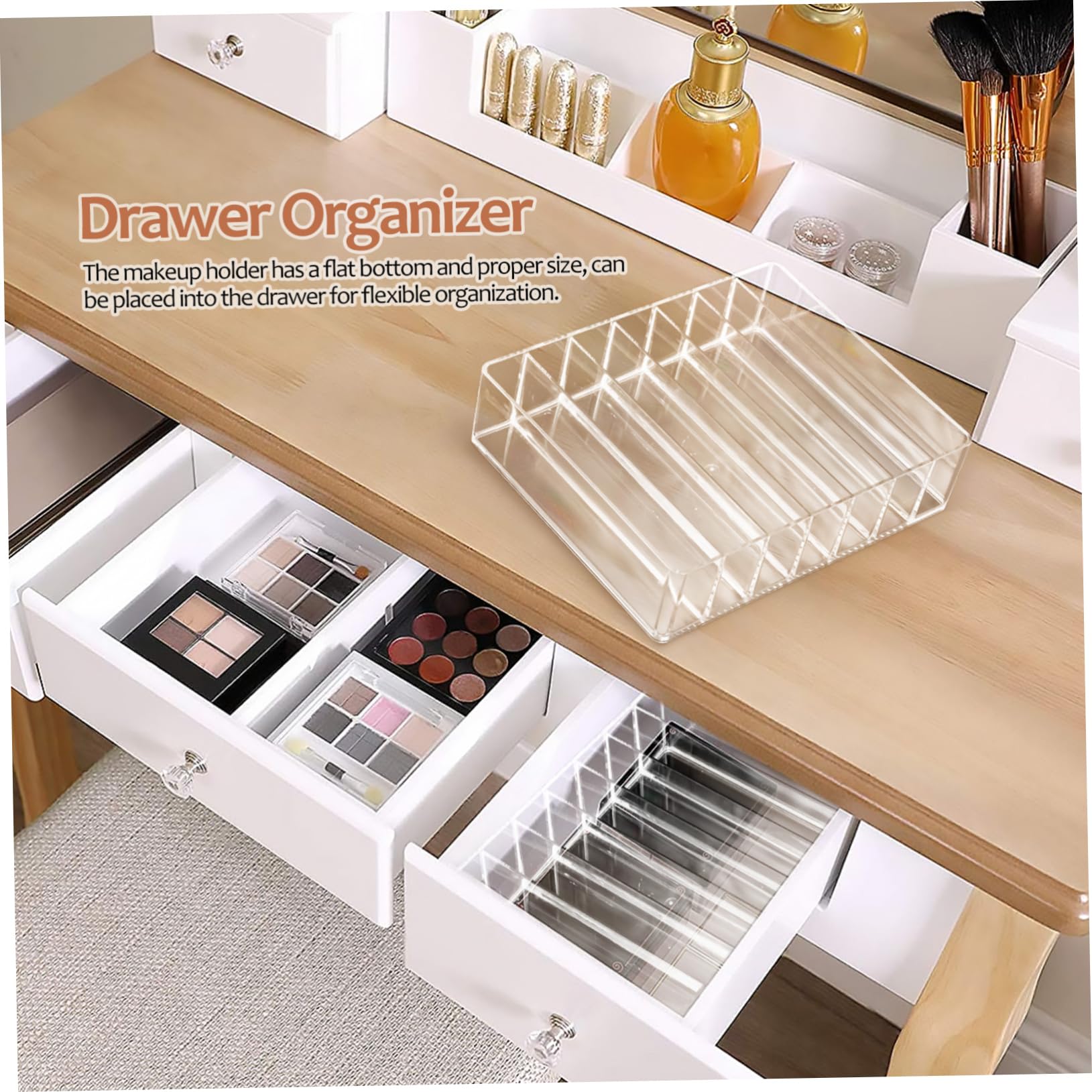 Anneome Lidschattenpaletten Organizer Moderner Make Up Organizer aus Acryl 2 Stück mit 7 Fächern mit Flachem Boden Vielseitig für Schubladen
