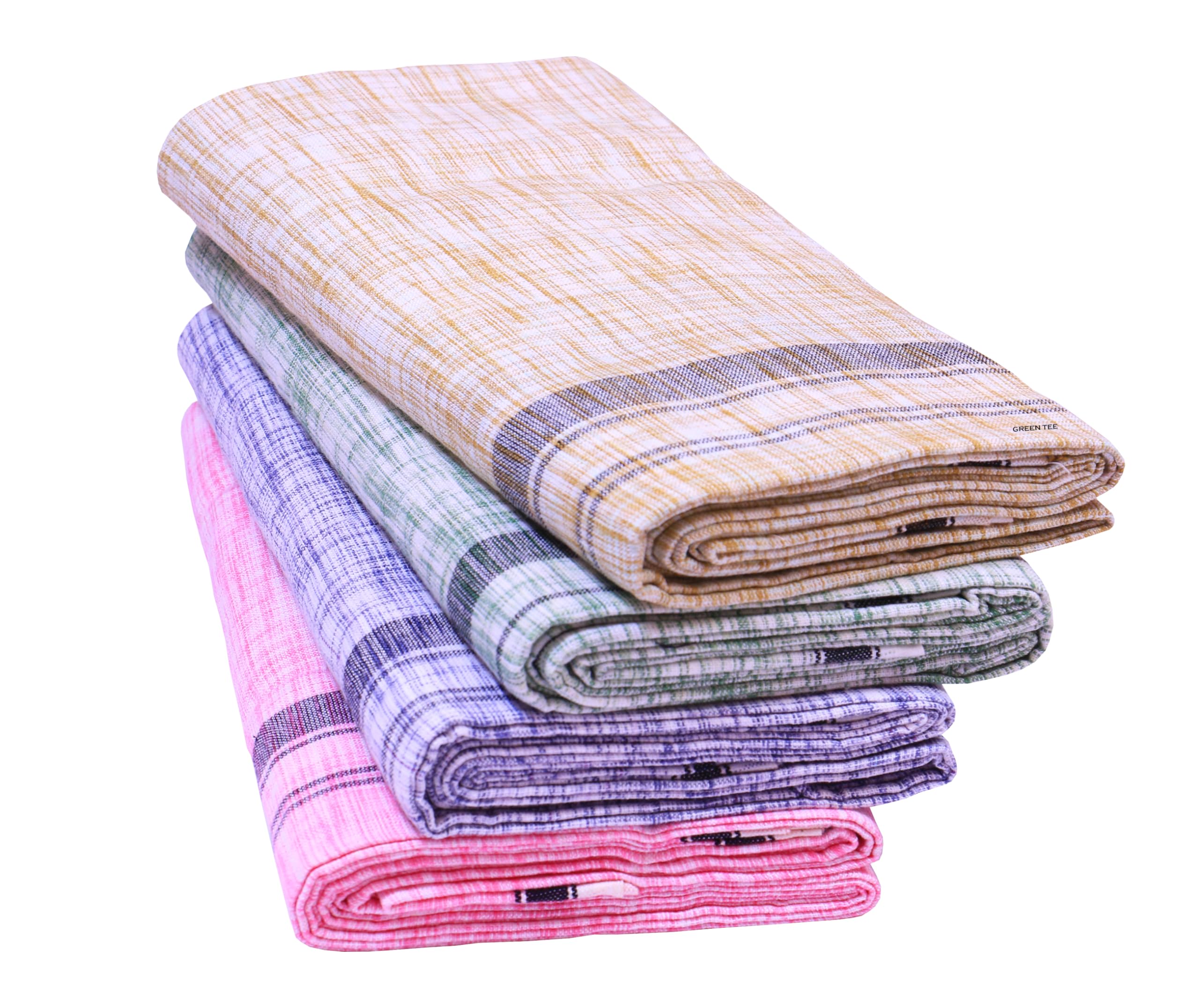 green tee Men Cotton Lungi - Pack of 4 (2 Meters)-picture-3