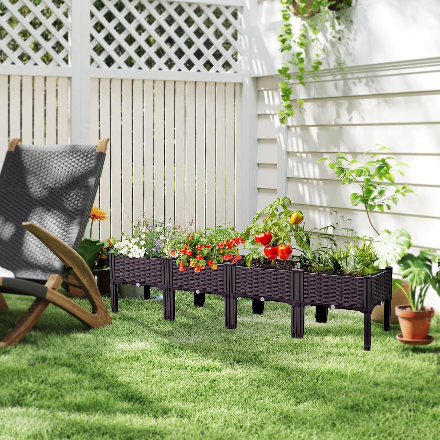 Raised Garden Bed with Legs, Large Planter Box Raised Garden Beds Outdoor, Rectangular Elevated Planter Box for Gardening Vegetables, Flowers, Fruits and Plants (63”*15.7”*14.5”)