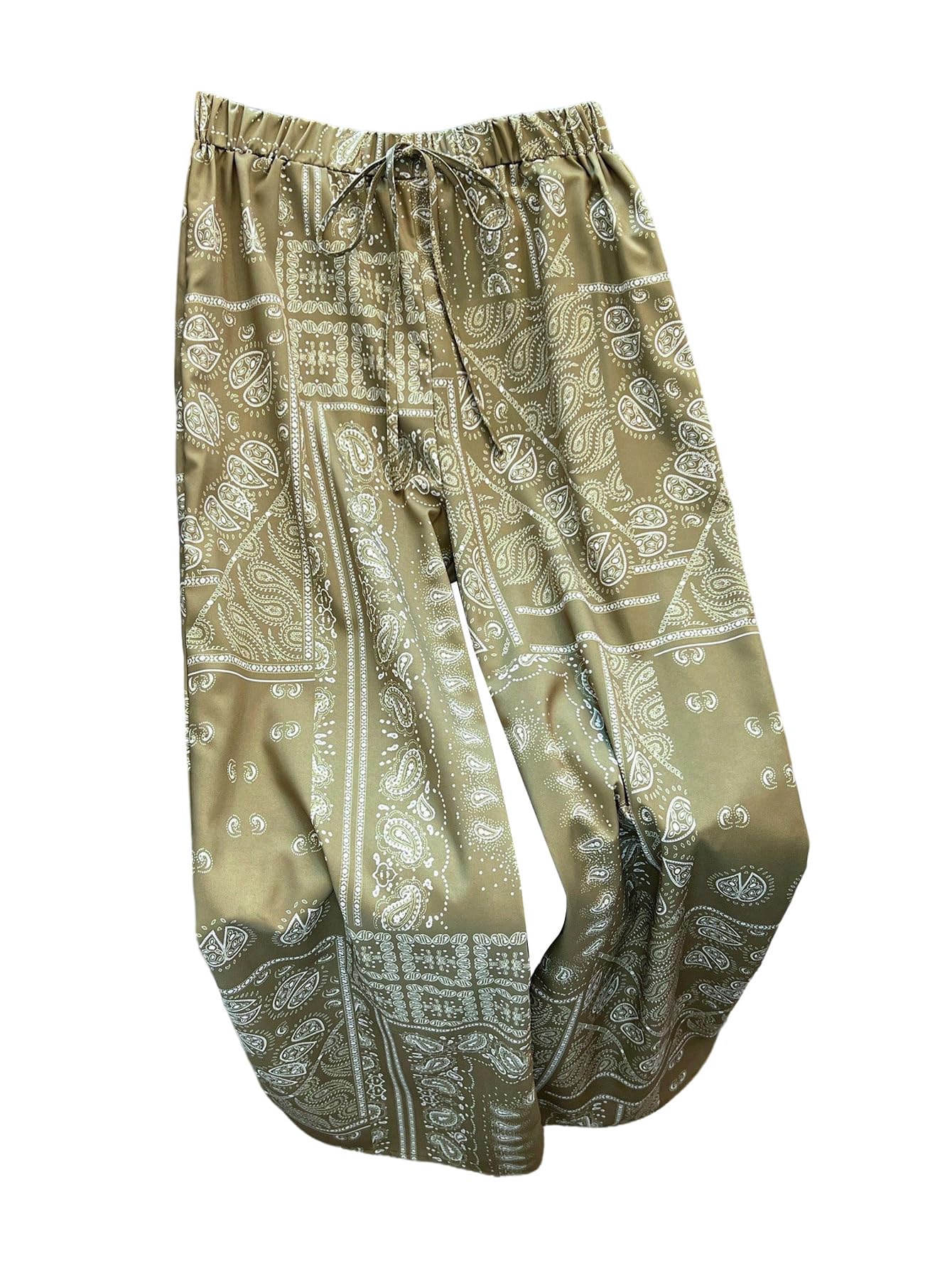 SHENHE Womens Boho Pants Summer Wide Leg Paisley Print Drawstring Beach Vacation Travel Pants