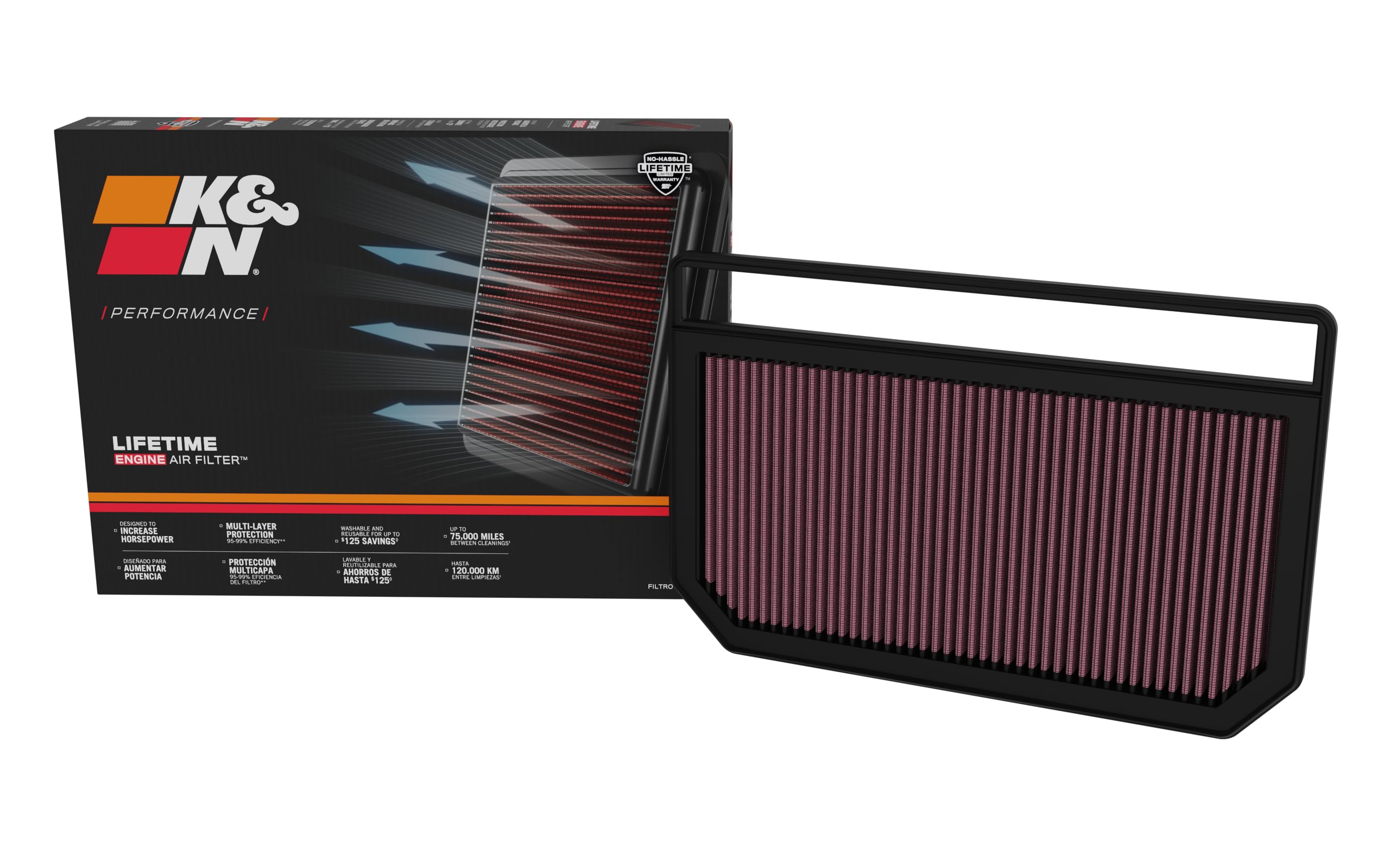 K&N Filtro aria motore: filtro di ricambio ad alte prestazioni, lavabile, compatibile con Hyndai Elantra Hybrid 2021-2023, 33-5121