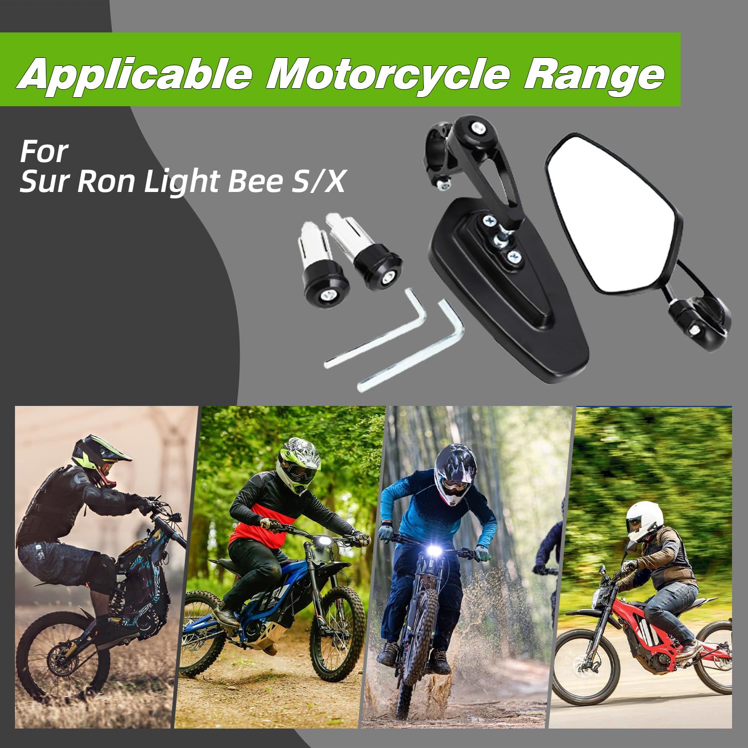 Rétroviseur de Moto,1 paire de Rétroviseur de Moto,Rétroviseur Latéral Rétroviseur d'extrémité de Guidon Moto pour Sur-Ron X/S Sur Ron Light Bee